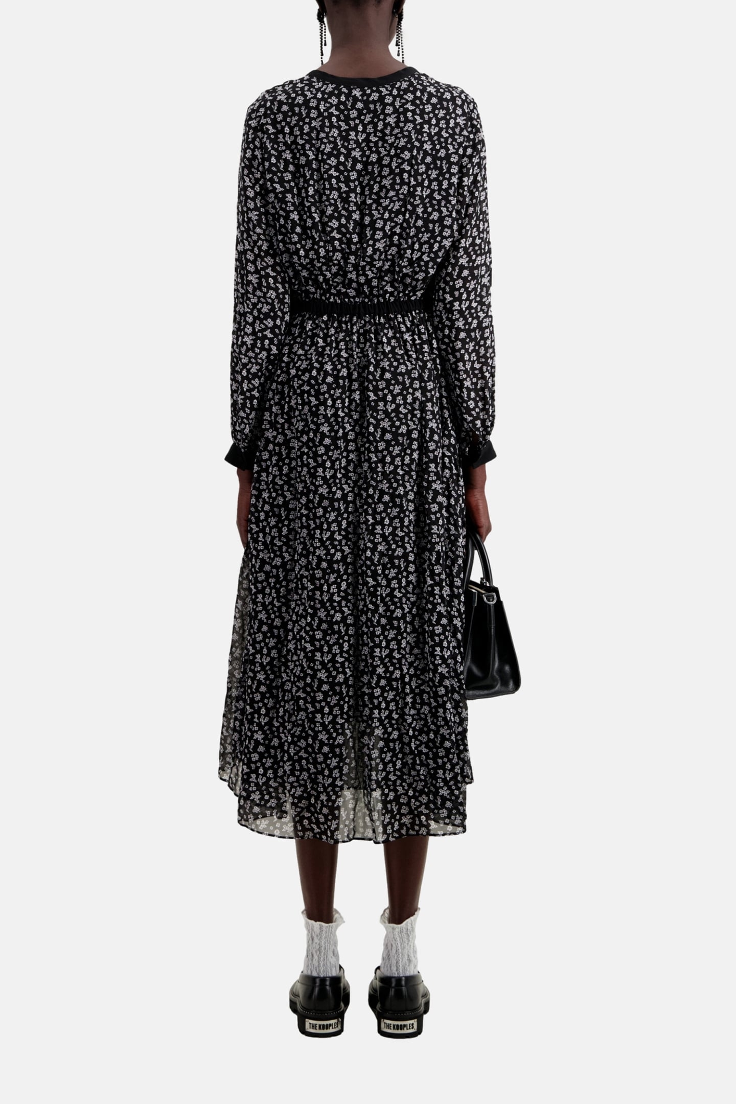 LONG DRESS WITH LONG SLEEVES BLACK-ECRU 2