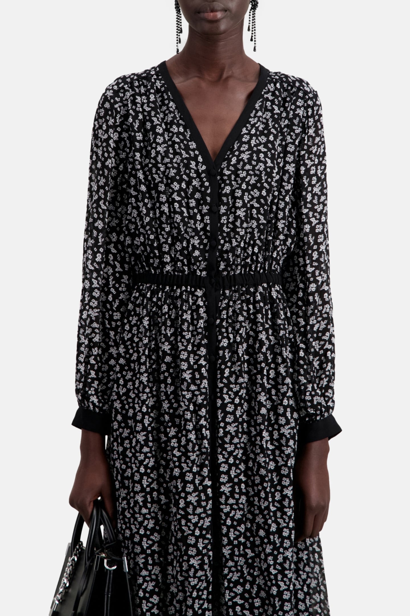 LONG DRESS WITH LONG SLEEVES BLACK-ECRU 5