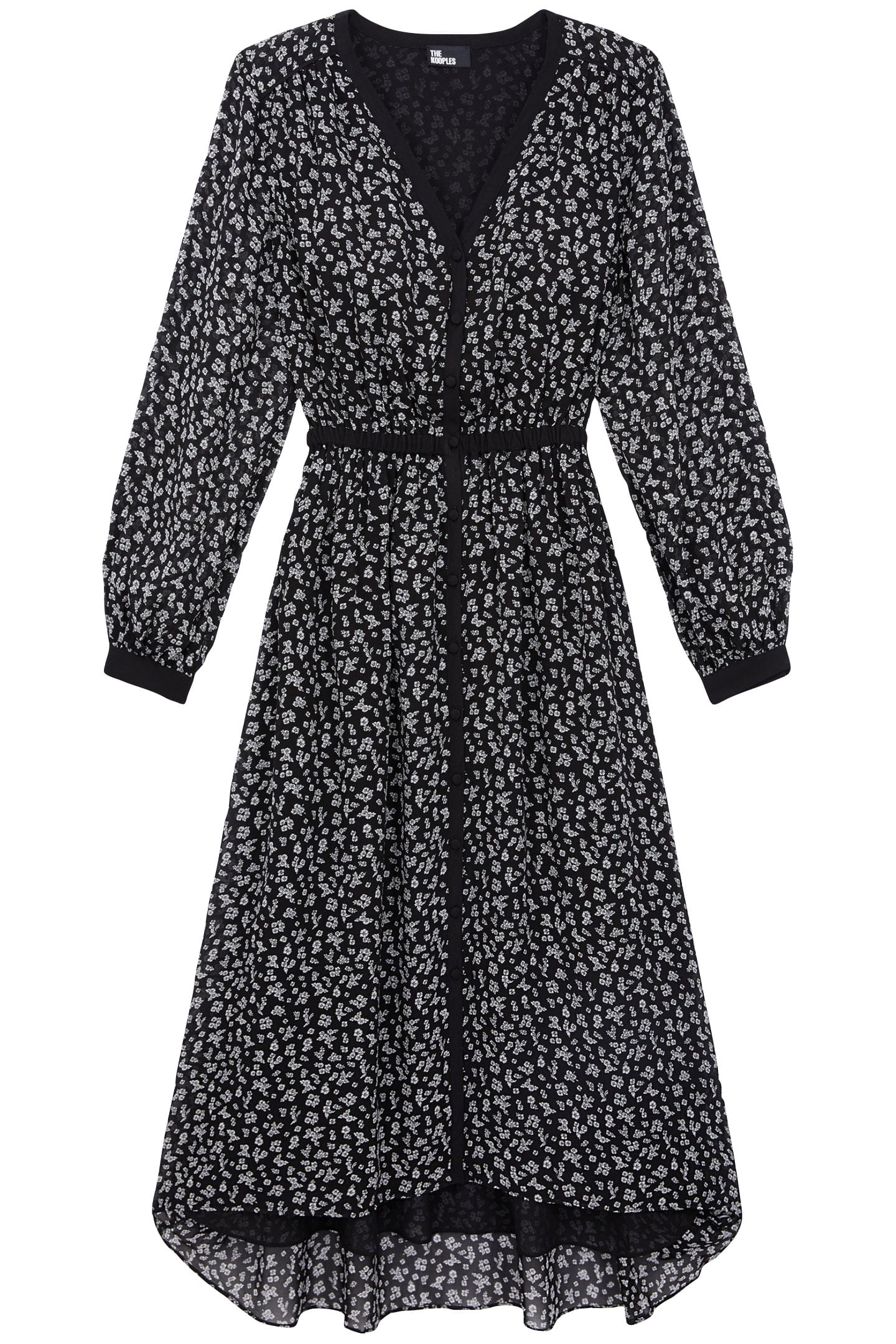 LONG DRESS WITH LONG SLEEVES BLACK-ECRU 3