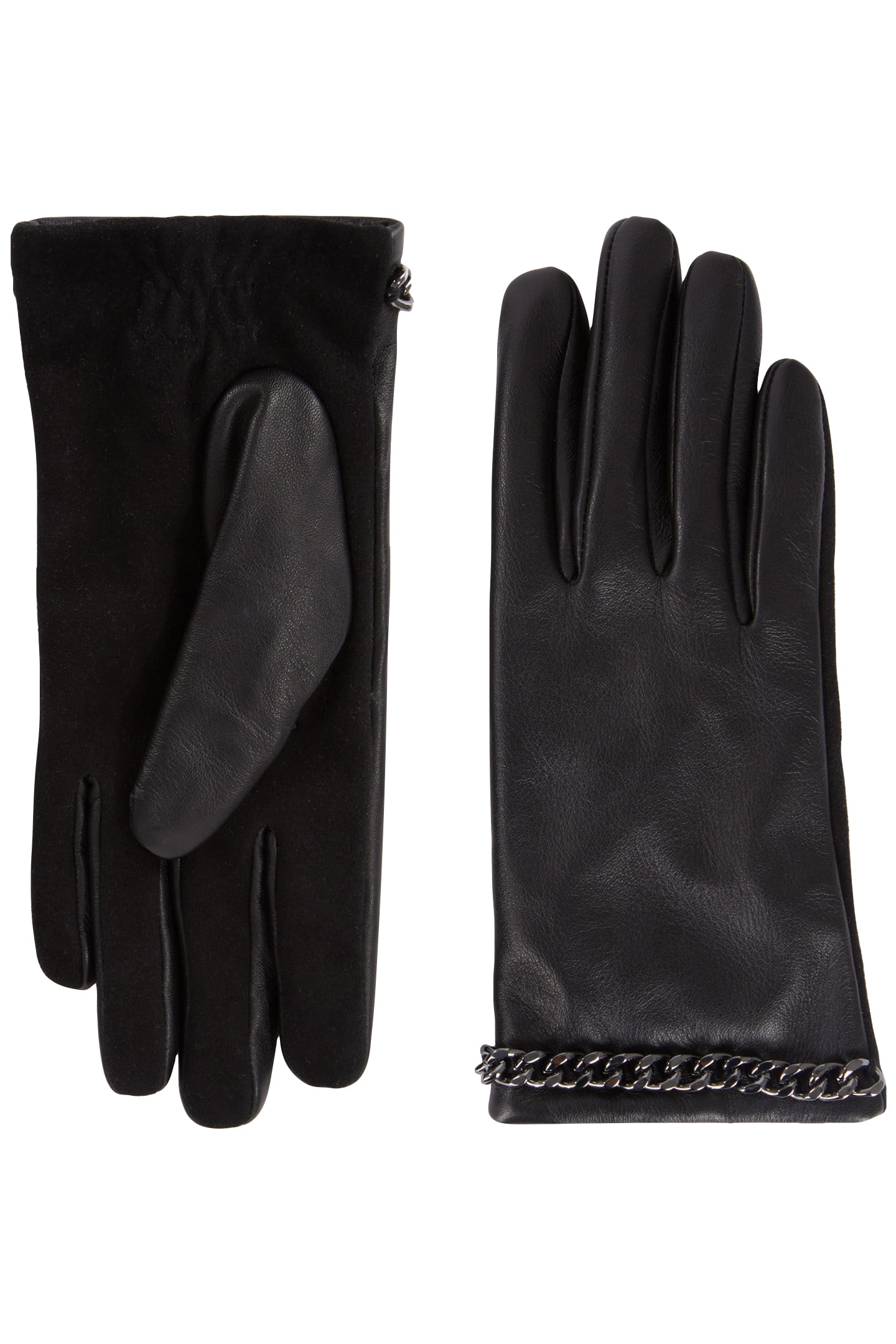 LEATHER GLOVES WITH CHAIN BLACK 1