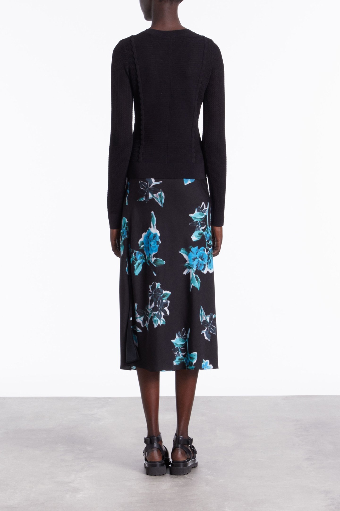 LONG-SLEEVED KNIT TOP WITH DOTS AND OTTOMAN BLACK 2