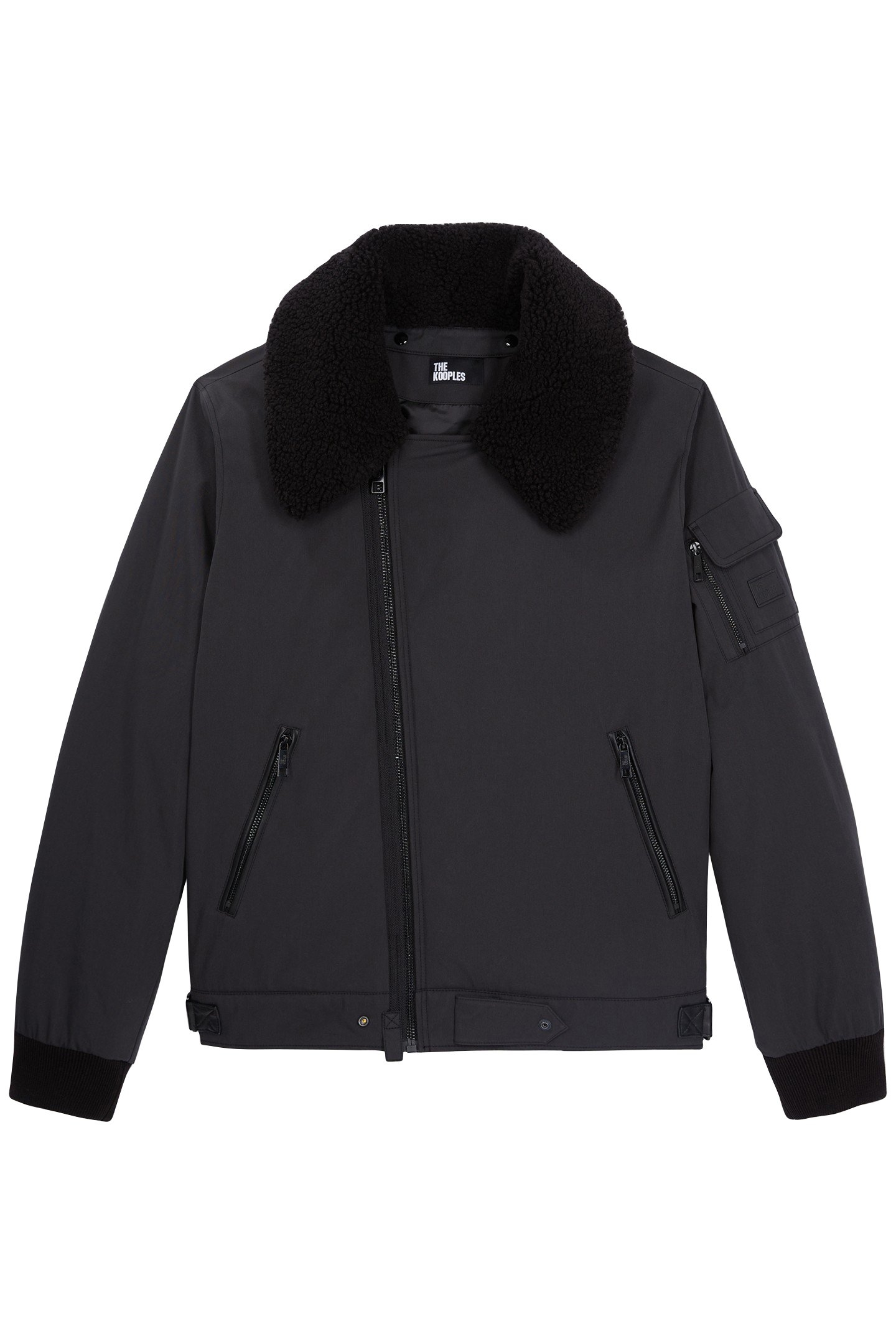 BOMBER JACKET WITH FAUX FUR COLLAR BLACK 1
