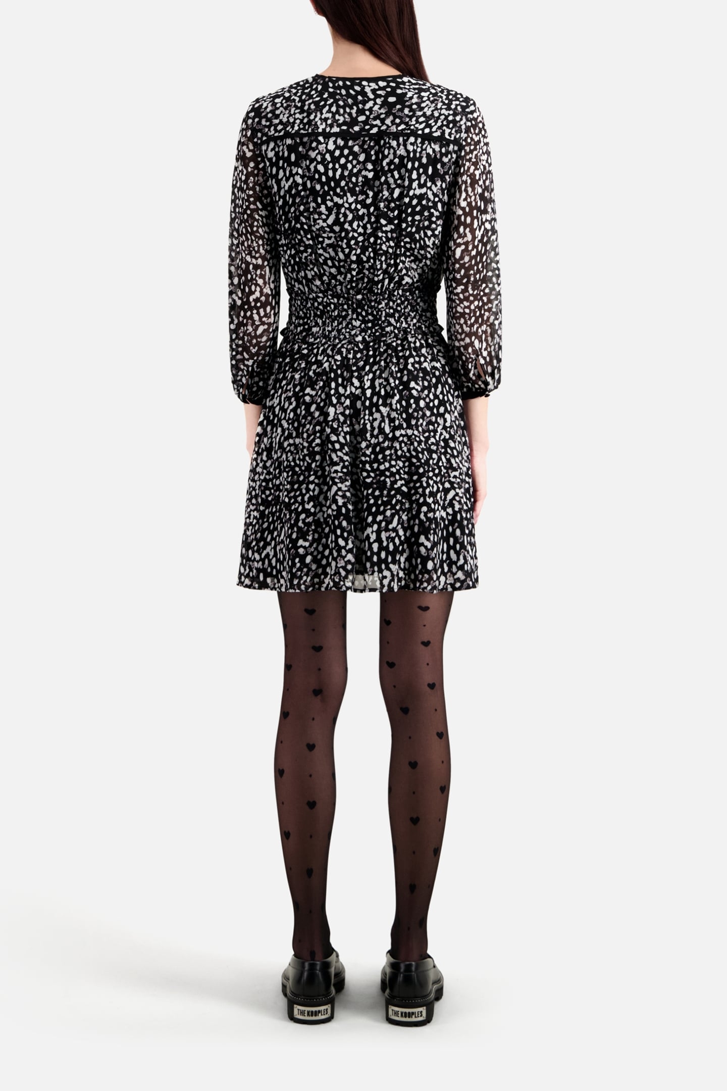 SHORT DRESS WITH 3/4 SLEEVES BLACK WHITE 3