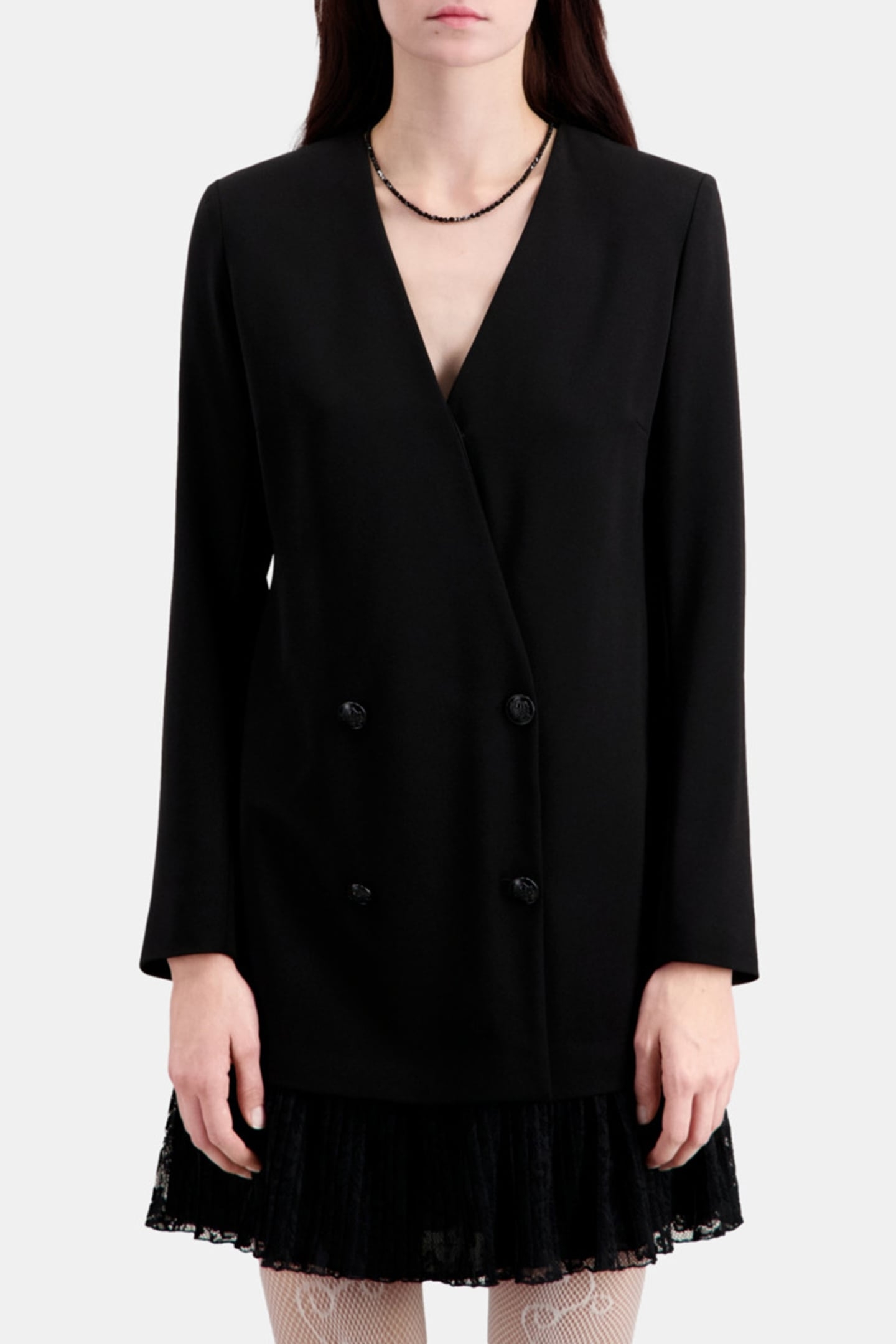 LONG-SLEEVED CROSSOVER DRESS BLACK 1