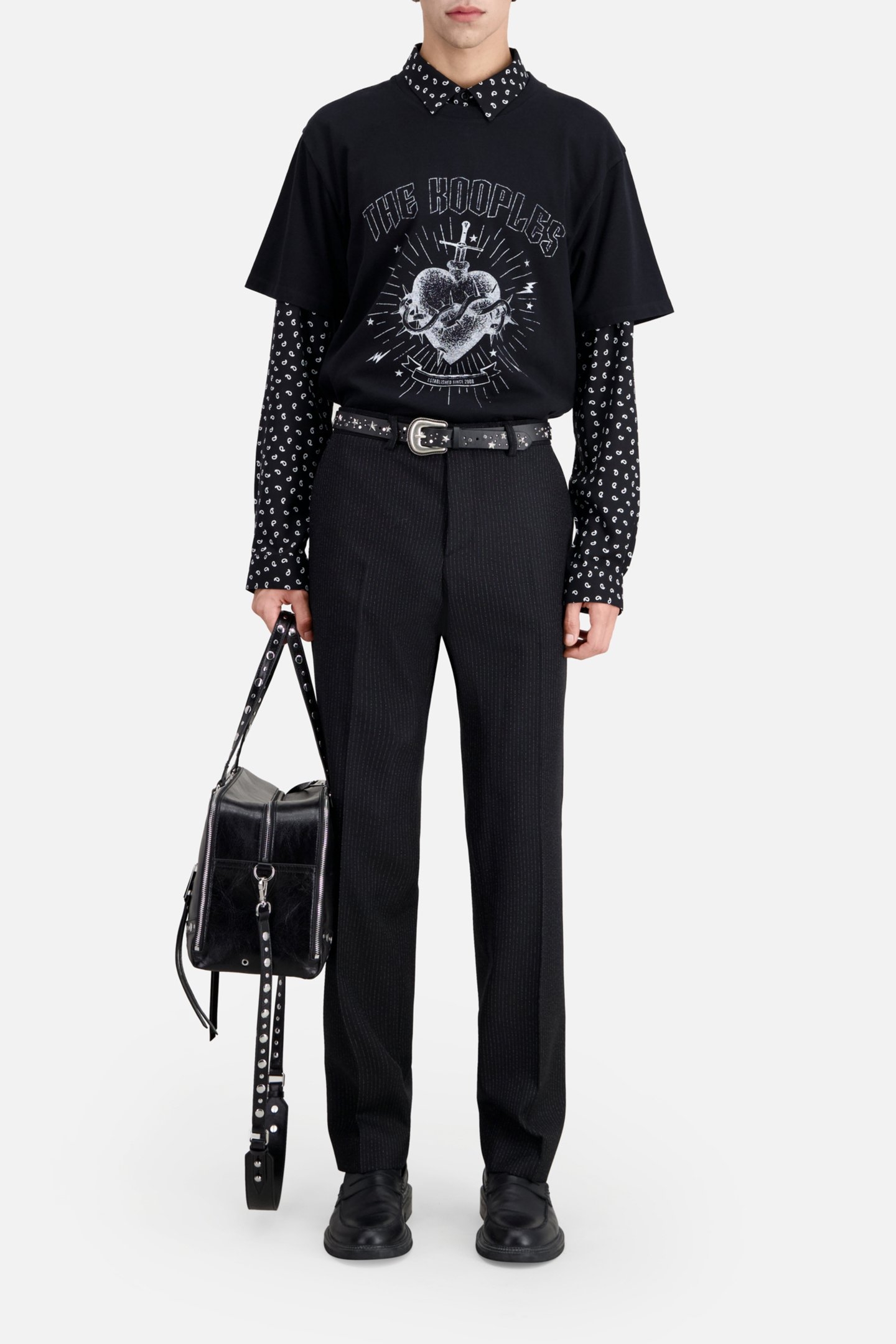 STRAIGHT SUIT TROUSERS BLACK-ECRU 4