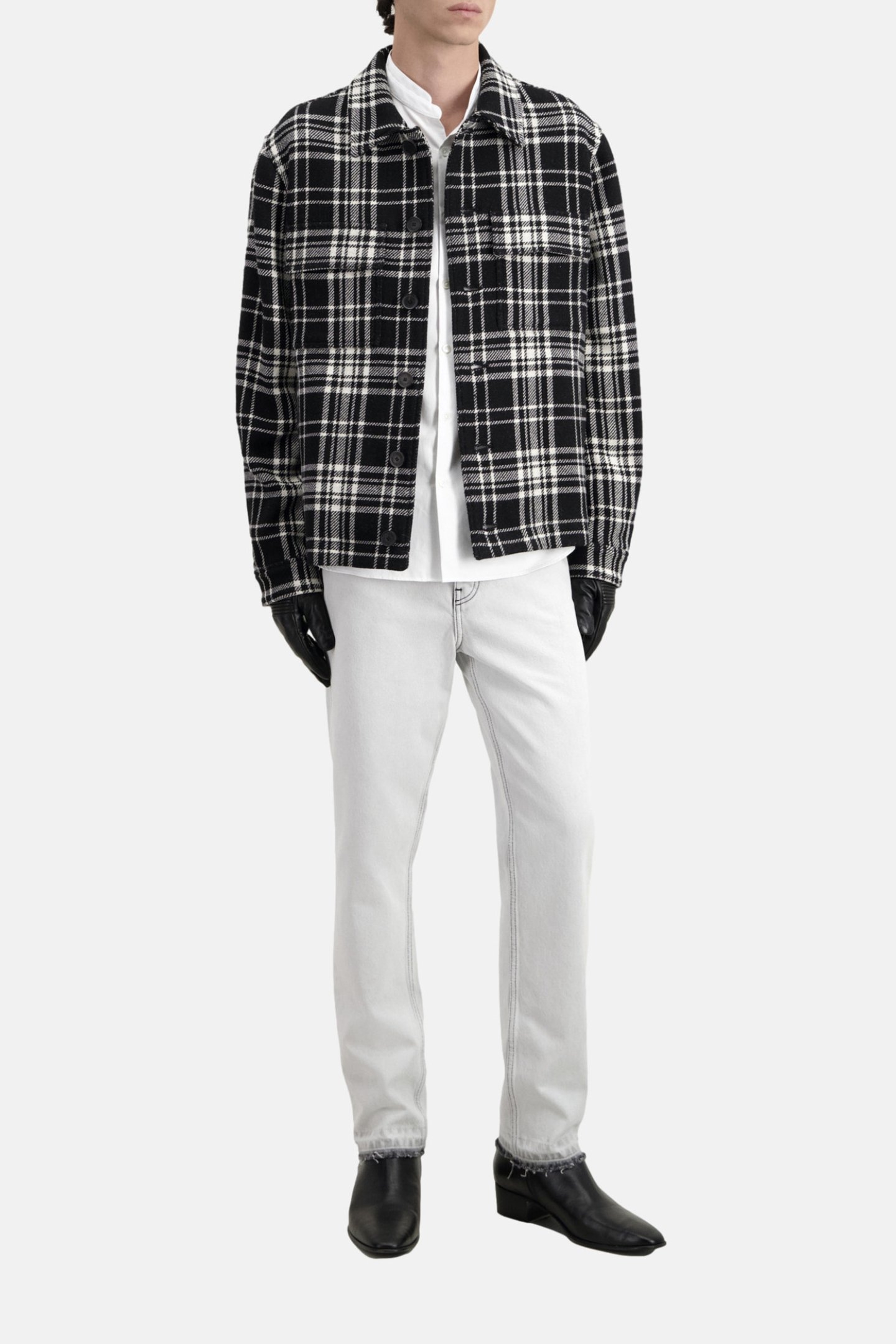 UNLINED OVERSHIRT JACKET BLACK WHITE 4