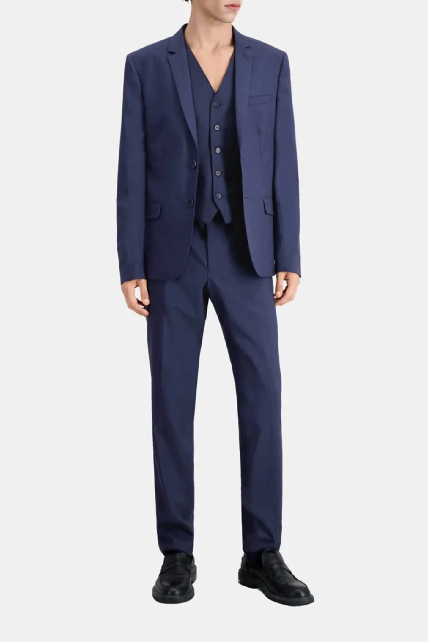 FITTED CHECKED SUIT JACKET NAVY/BLACK 2