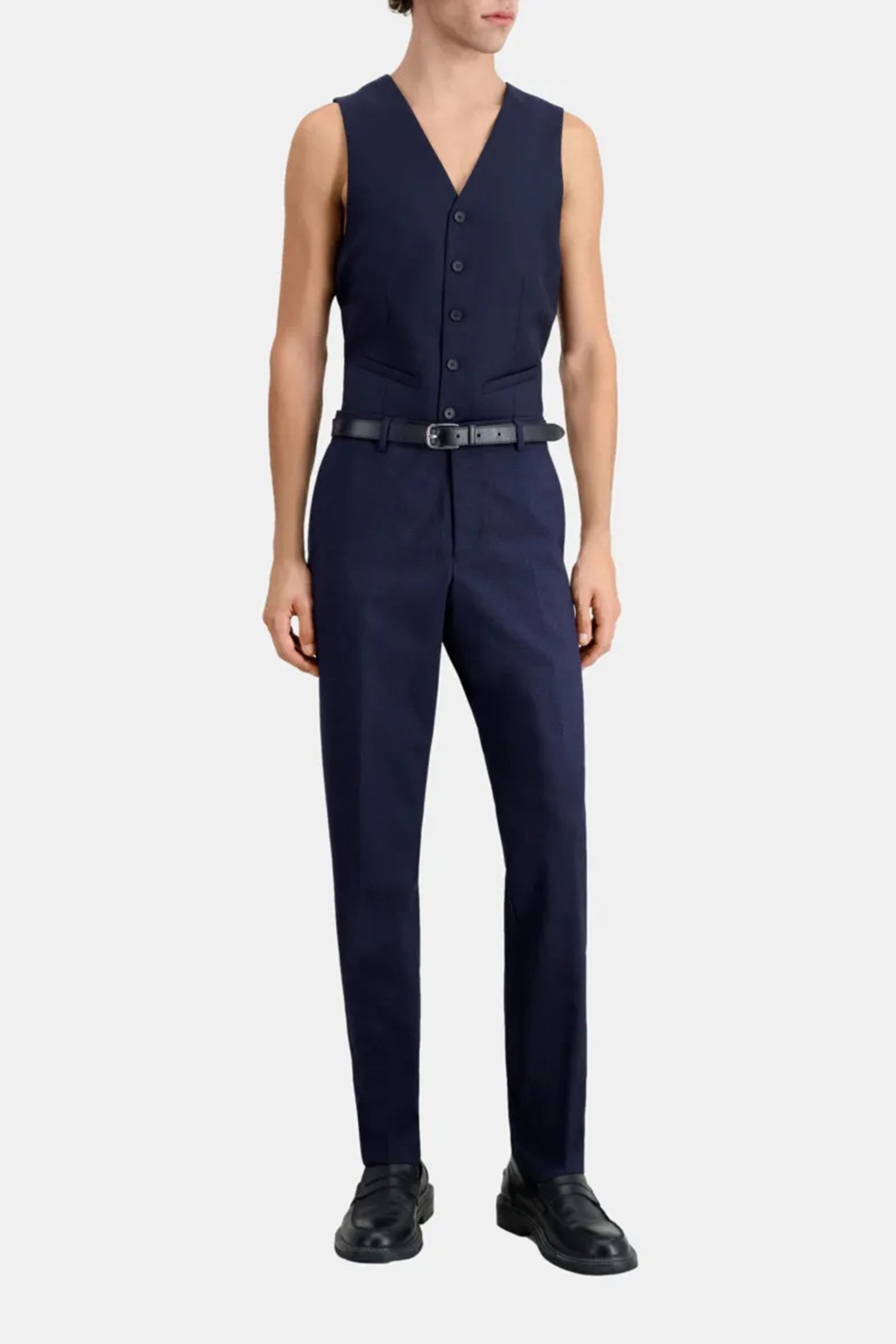 FITTED PLAID SUIT TROUSERS NAVY/BLACK 2