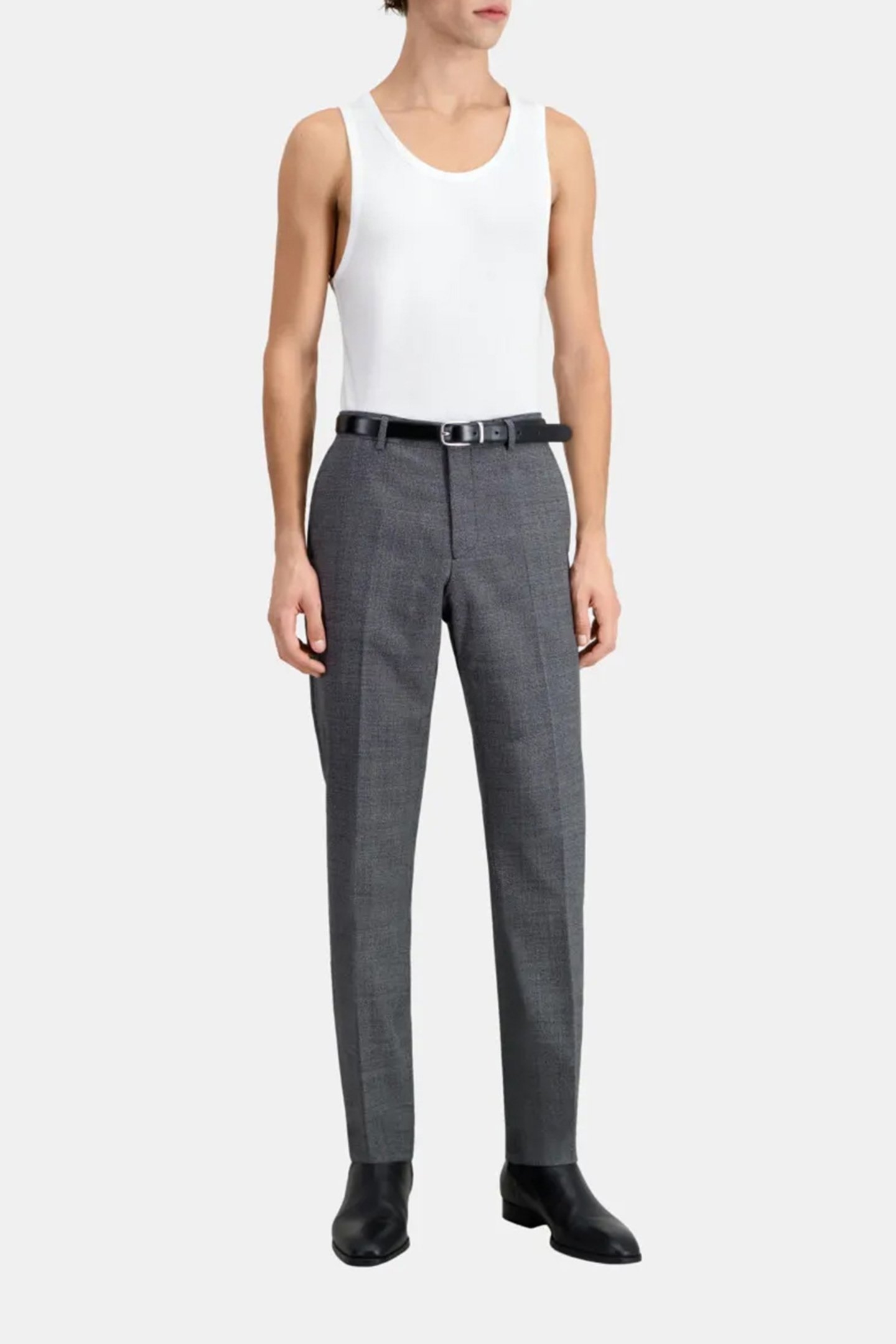 FITTED PLAID SUIT TROUSERS BLACK-ECRU 2