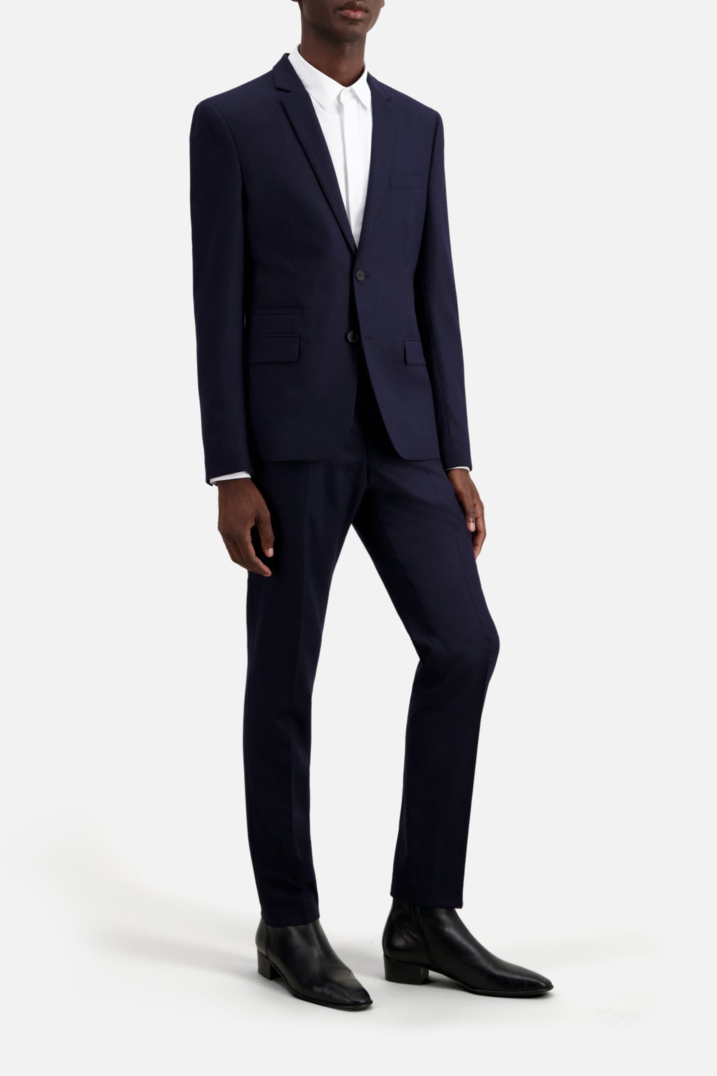 FITTED FLANNEL SUIT JACKET NAVY 5