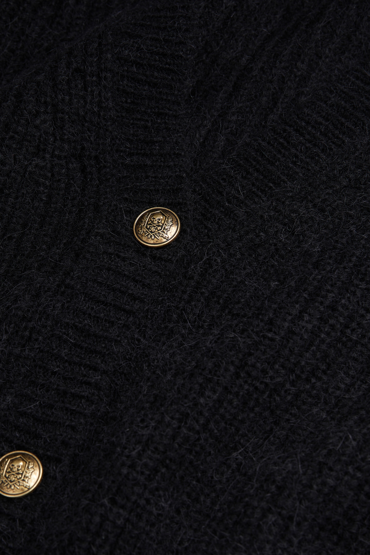 PEARL AND POINTELLE RIB CARDIGAN BLACK 5