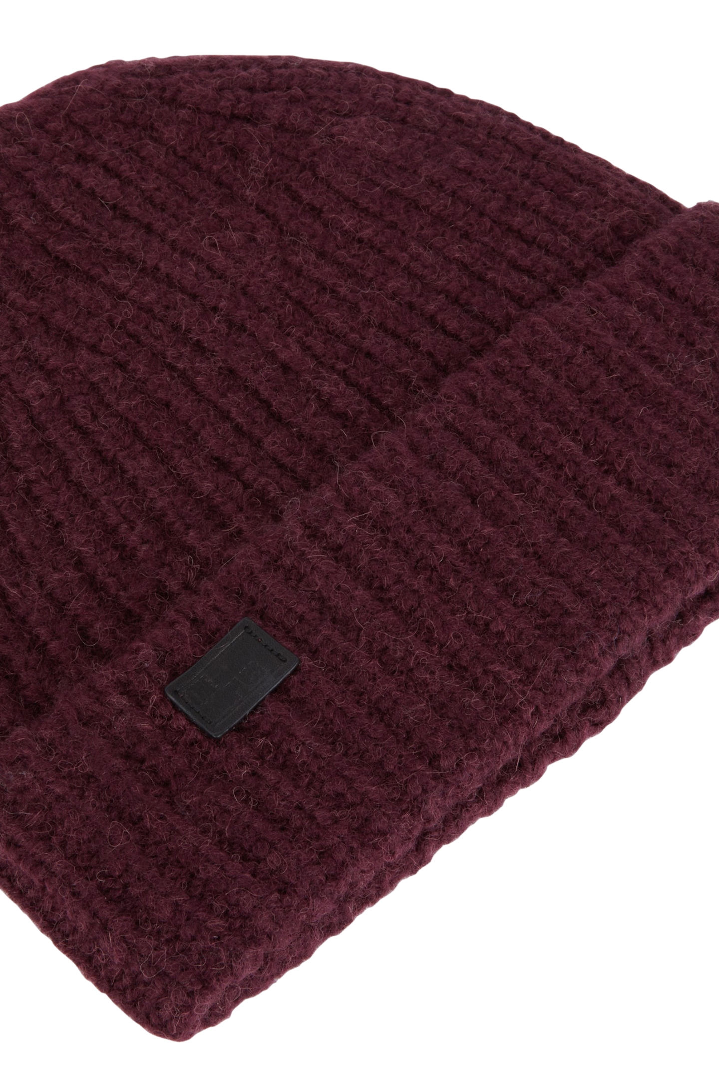 ALPACA WOOL HAT WITH LEATHER PATCH BURGUNDY 3