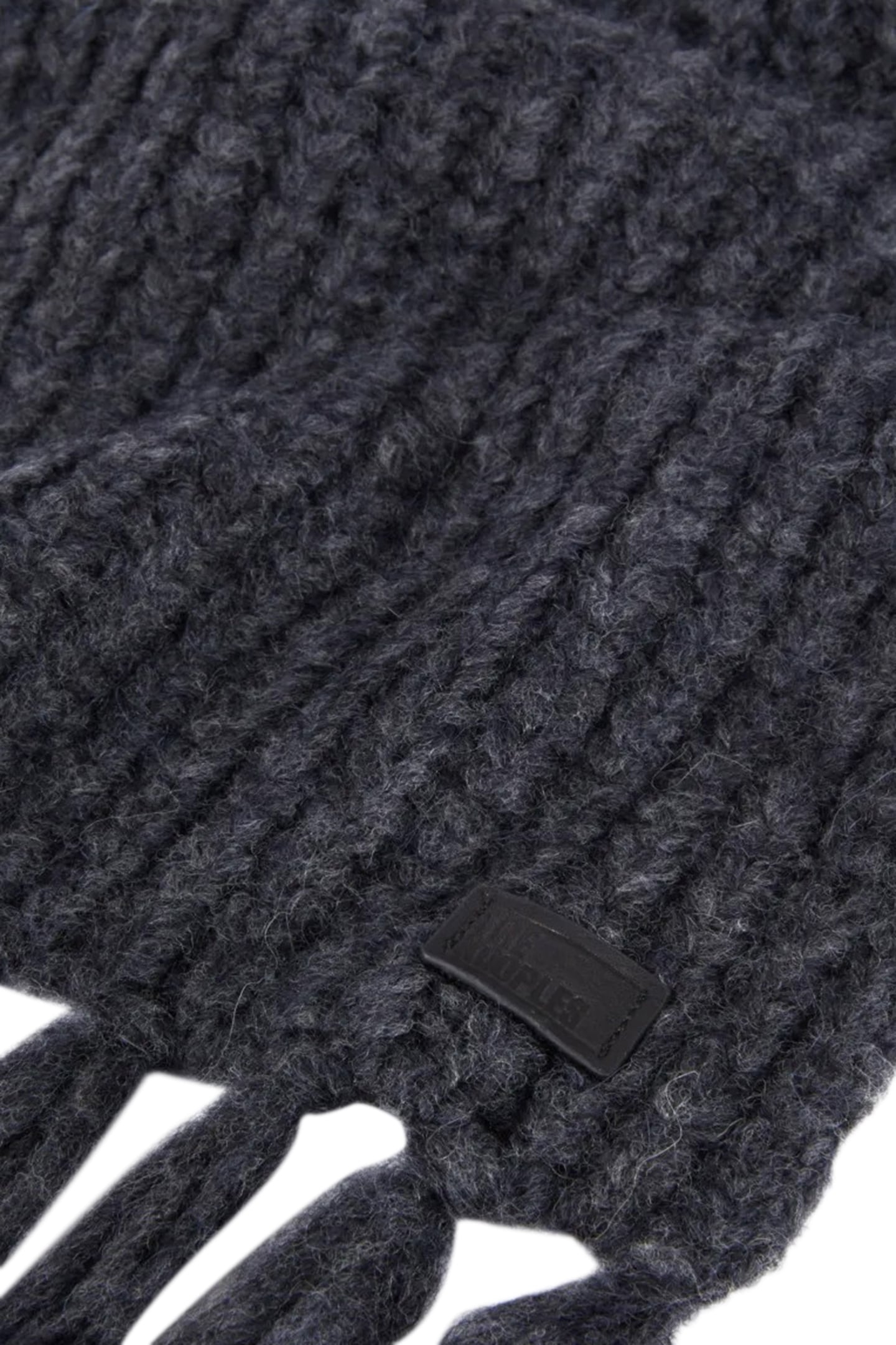 BEADED RIB SCARF WITH FRINGES ANTHRACITE MELANGE 2