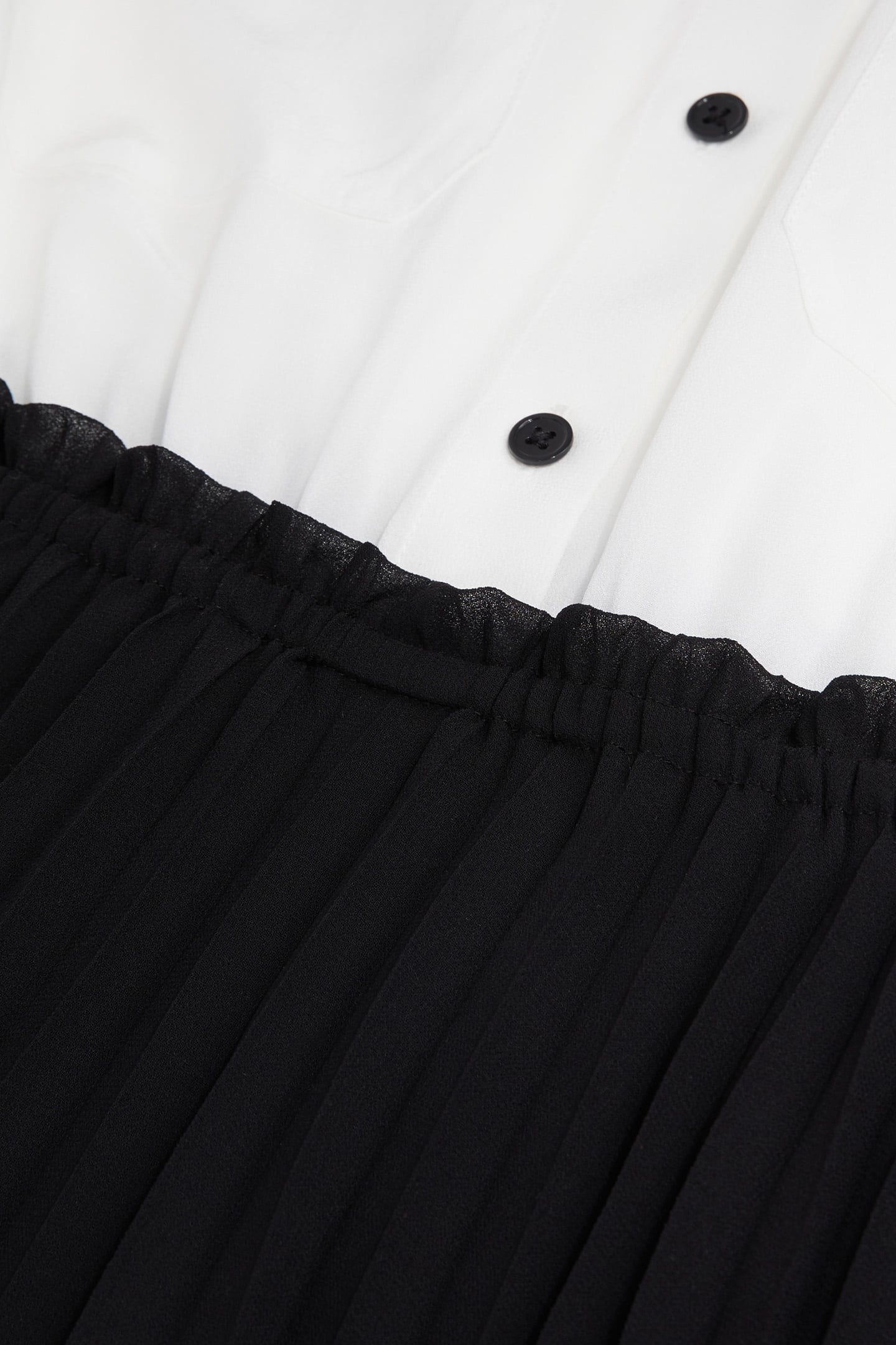 DRESS TOP SHIRT BOTTOM PLEATED SKIRT BLACK WHITE 5