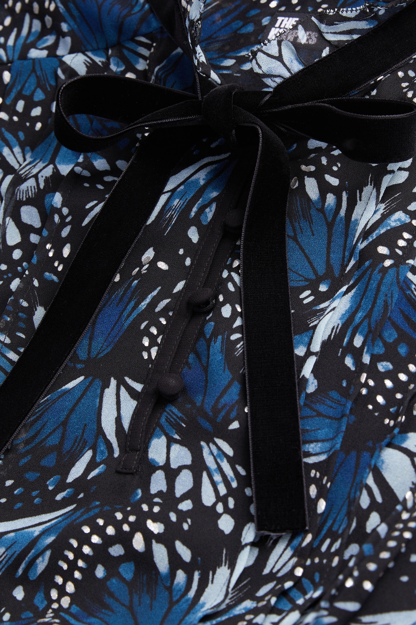 LONG DRESS ML BUTTONED NECKLINE VELVET TRIM BLUE 4