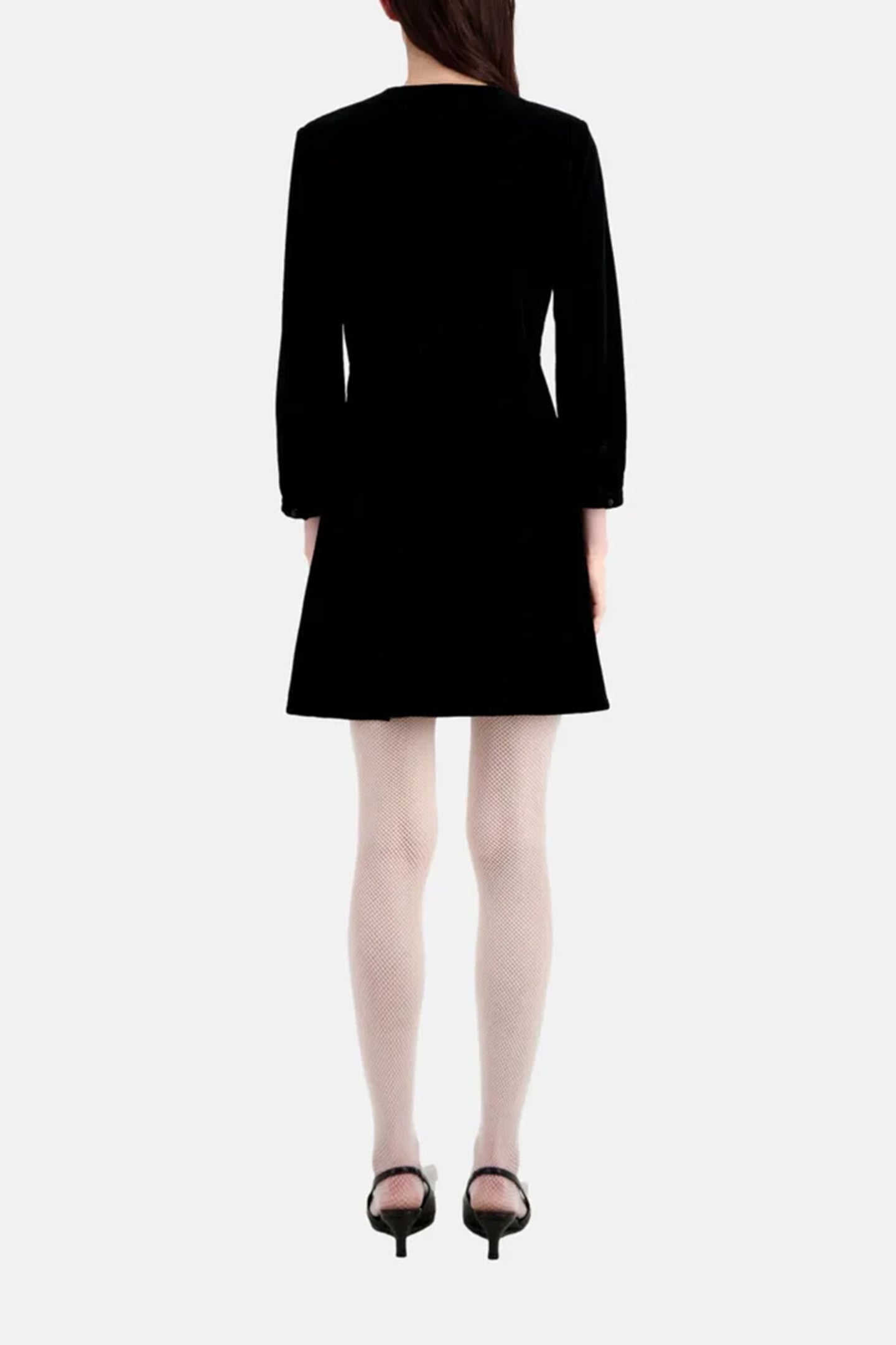 3/4 SLEEVE SHORT DRESS WITH V-NECKLINE BLACK 3