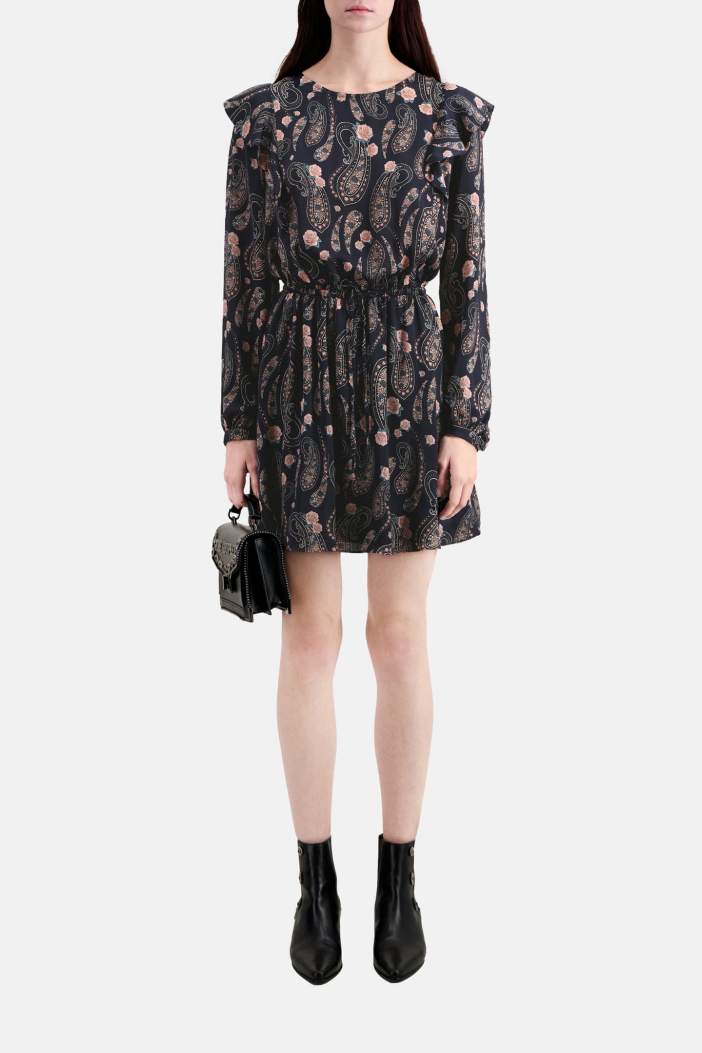 SHORT DRESS WITH LONG SLEEVES BLACK/PINK 5