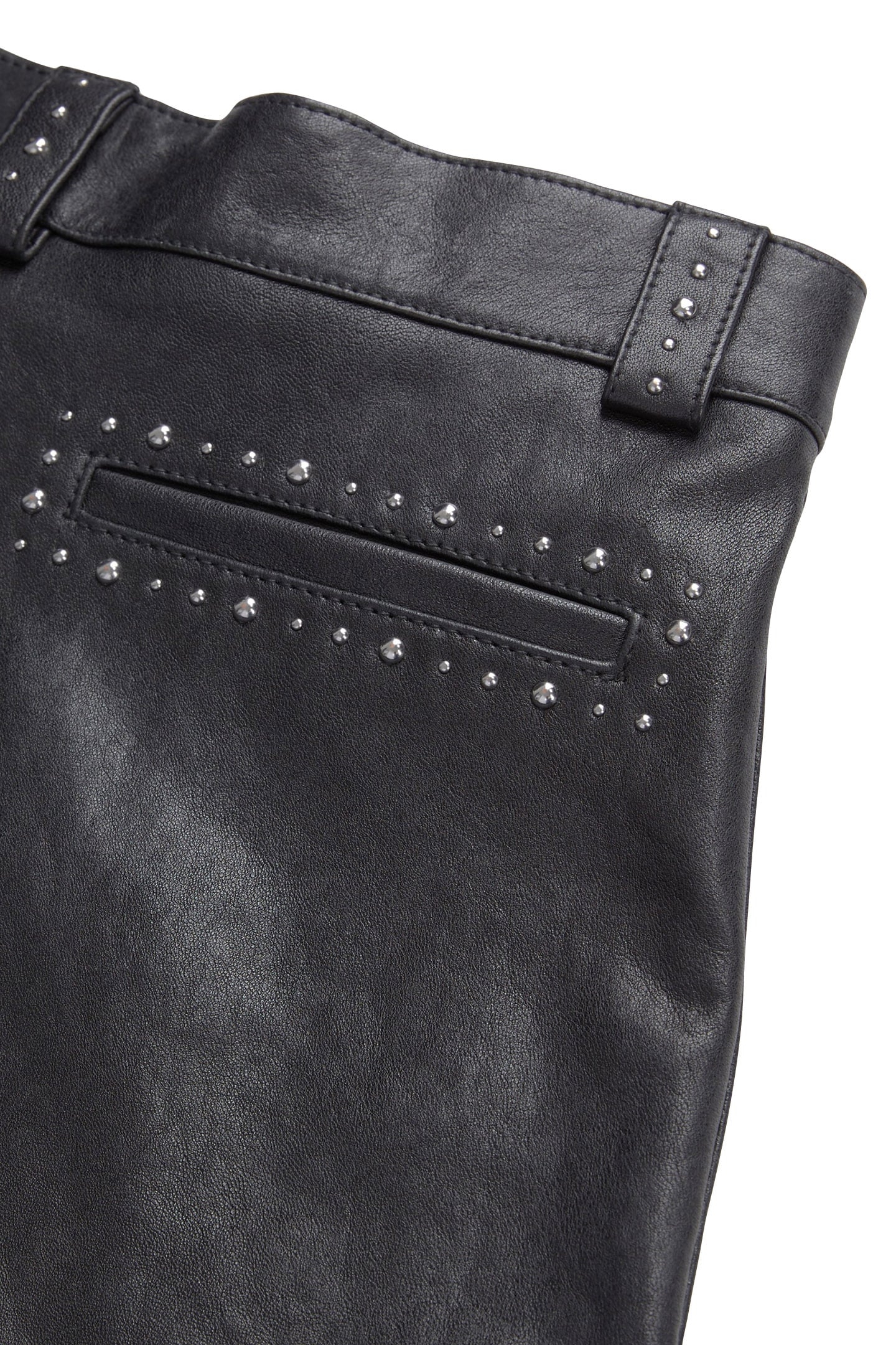 LEATHER SHORTS WITH STUD DETAILS BLACK 5