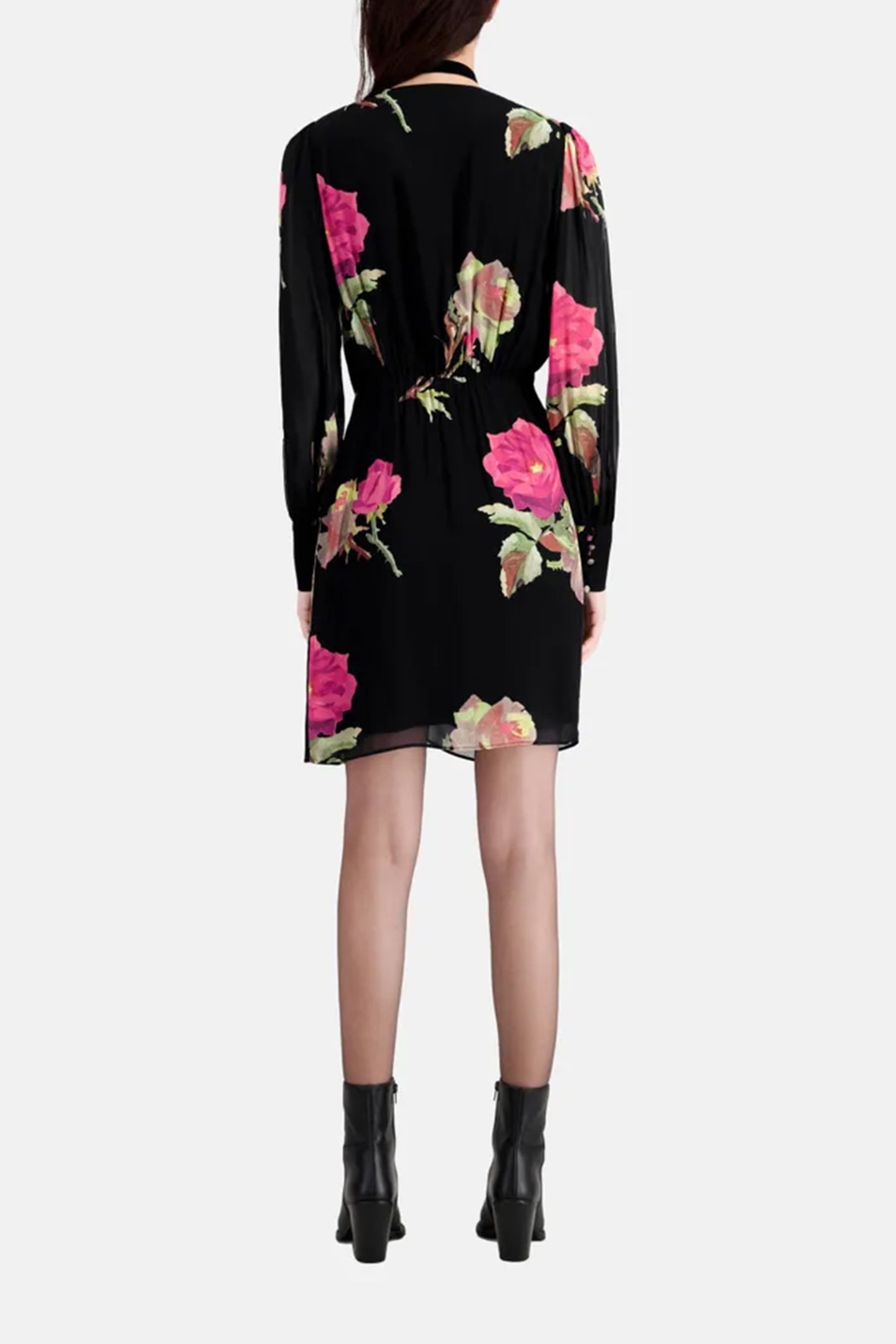 SHORT WRAP DRESS PINK BLACK 2