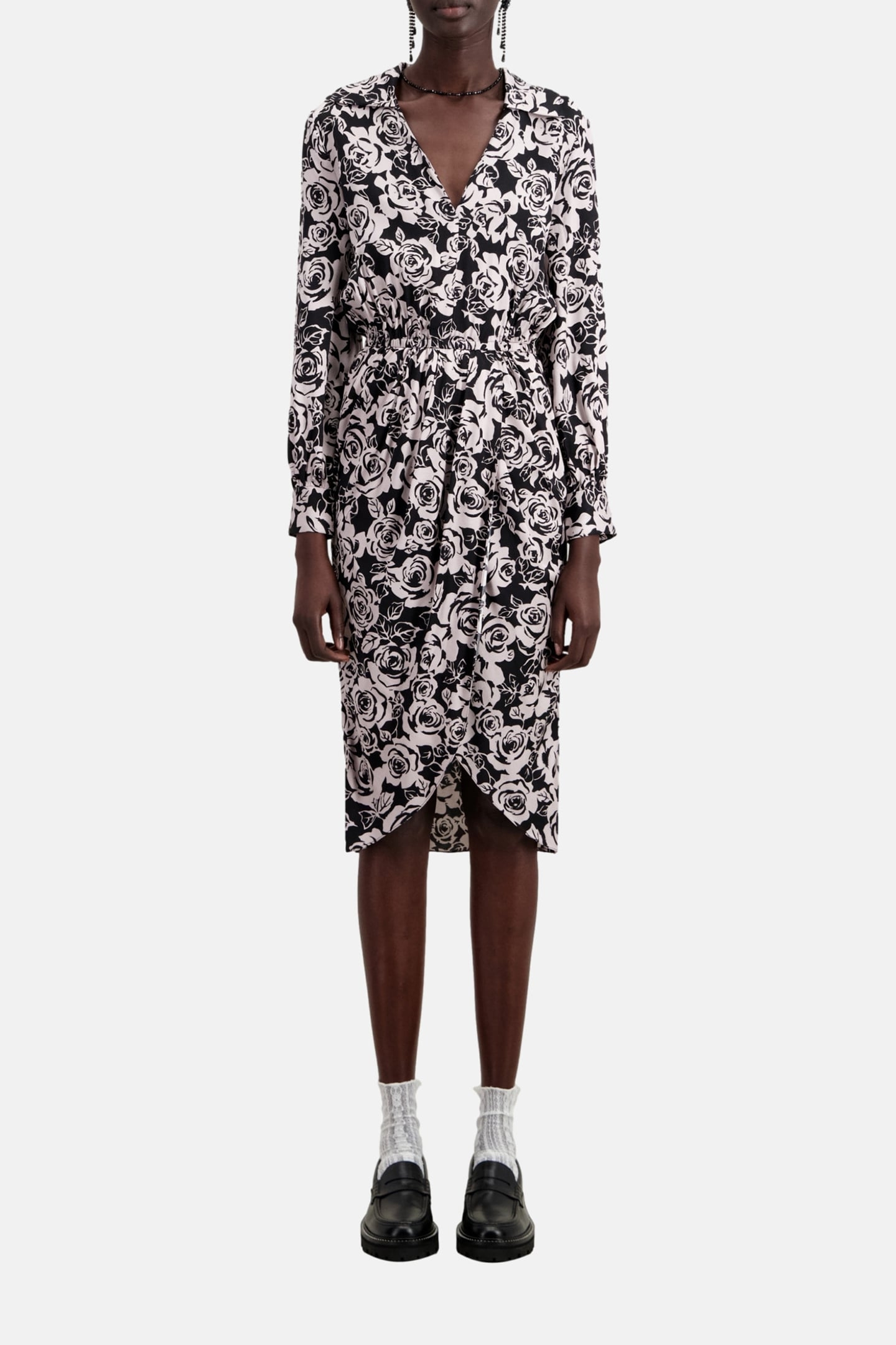 LONG DRESS WITH LONG SLEEVES BLACK/PINK 2