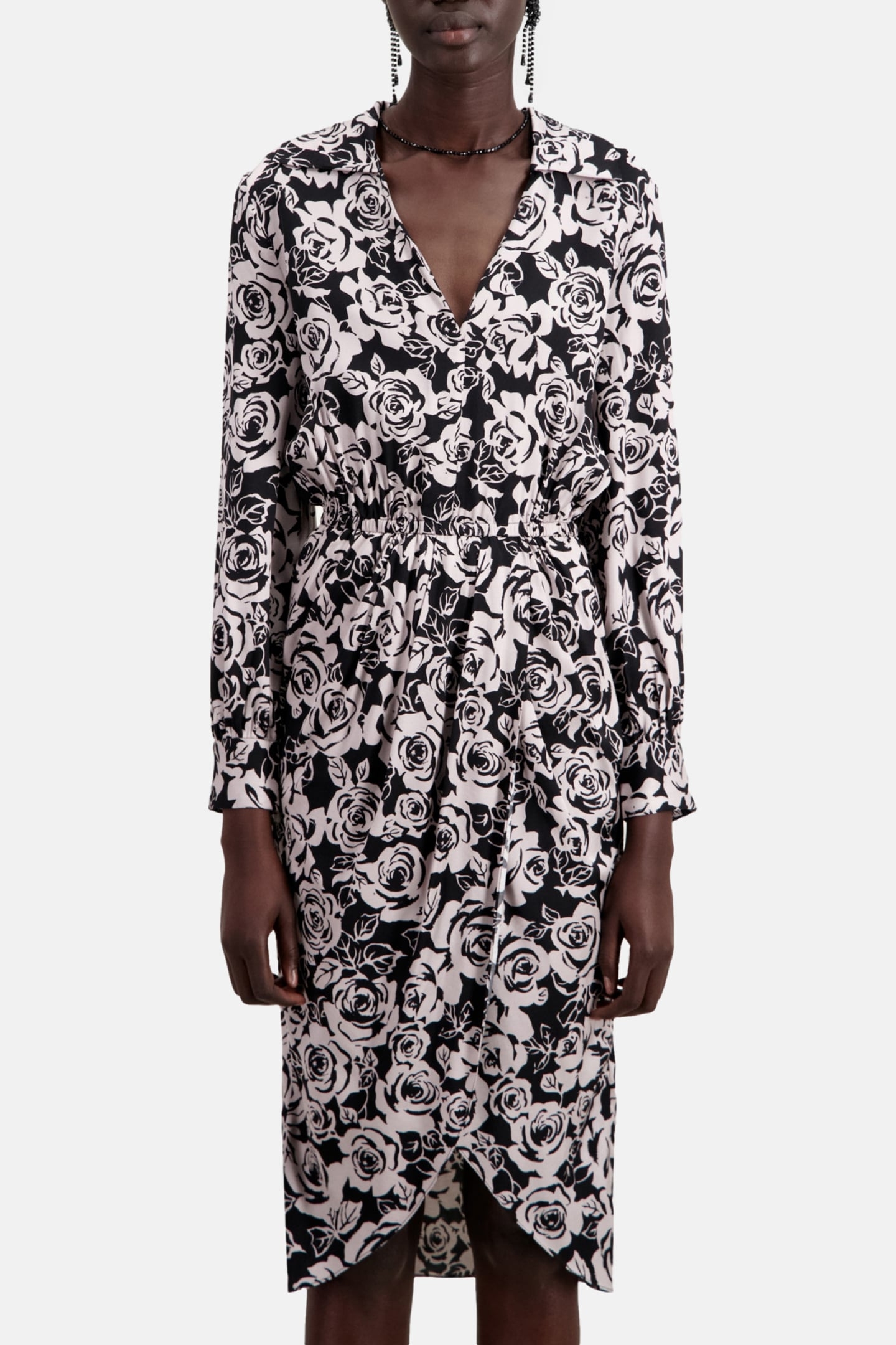 LONG DRESS WITH LONG SLEEVES BLACK/PINK 1