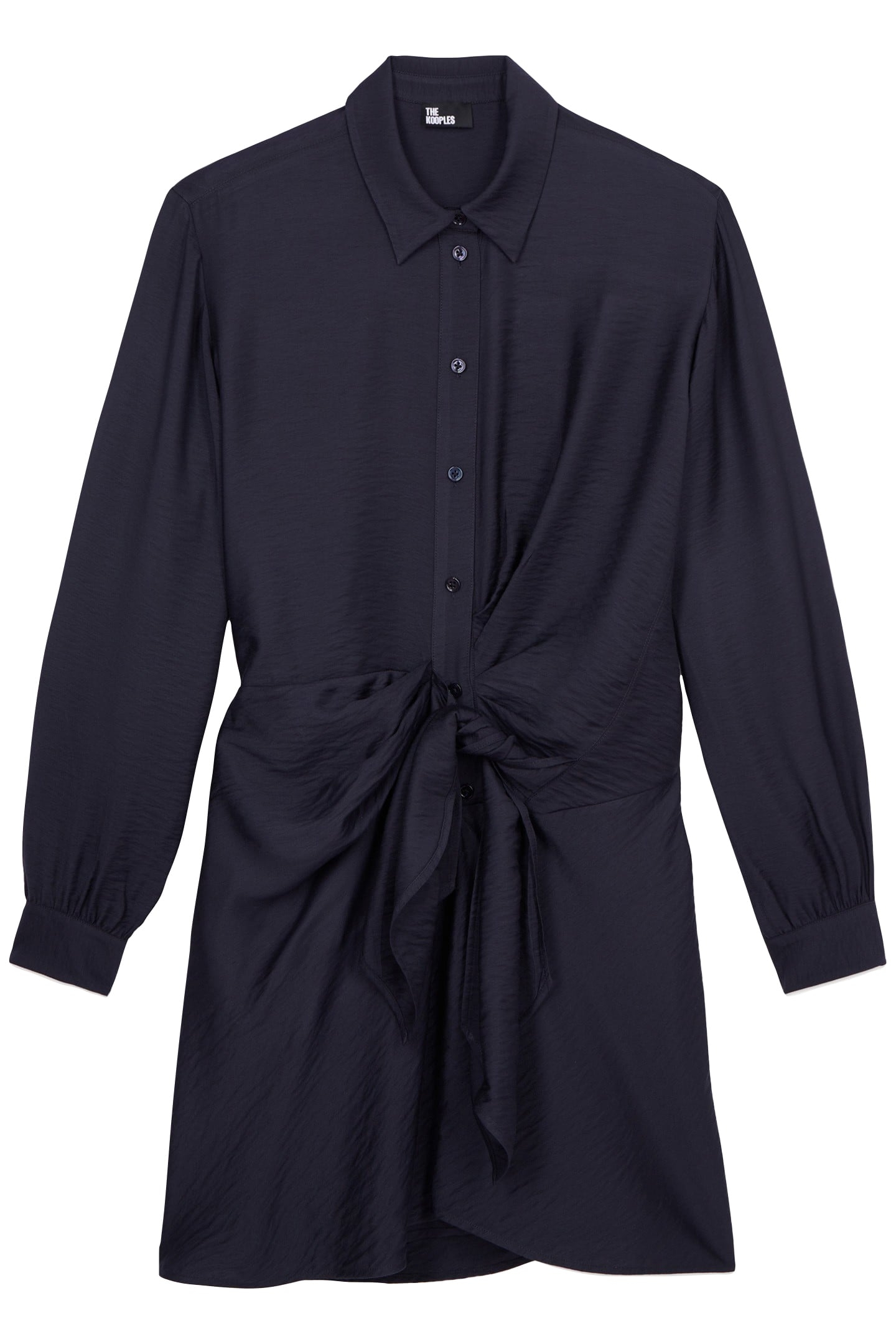 LONG-SLEEVED TIE-UP SHIRT DRESS NAVY 4