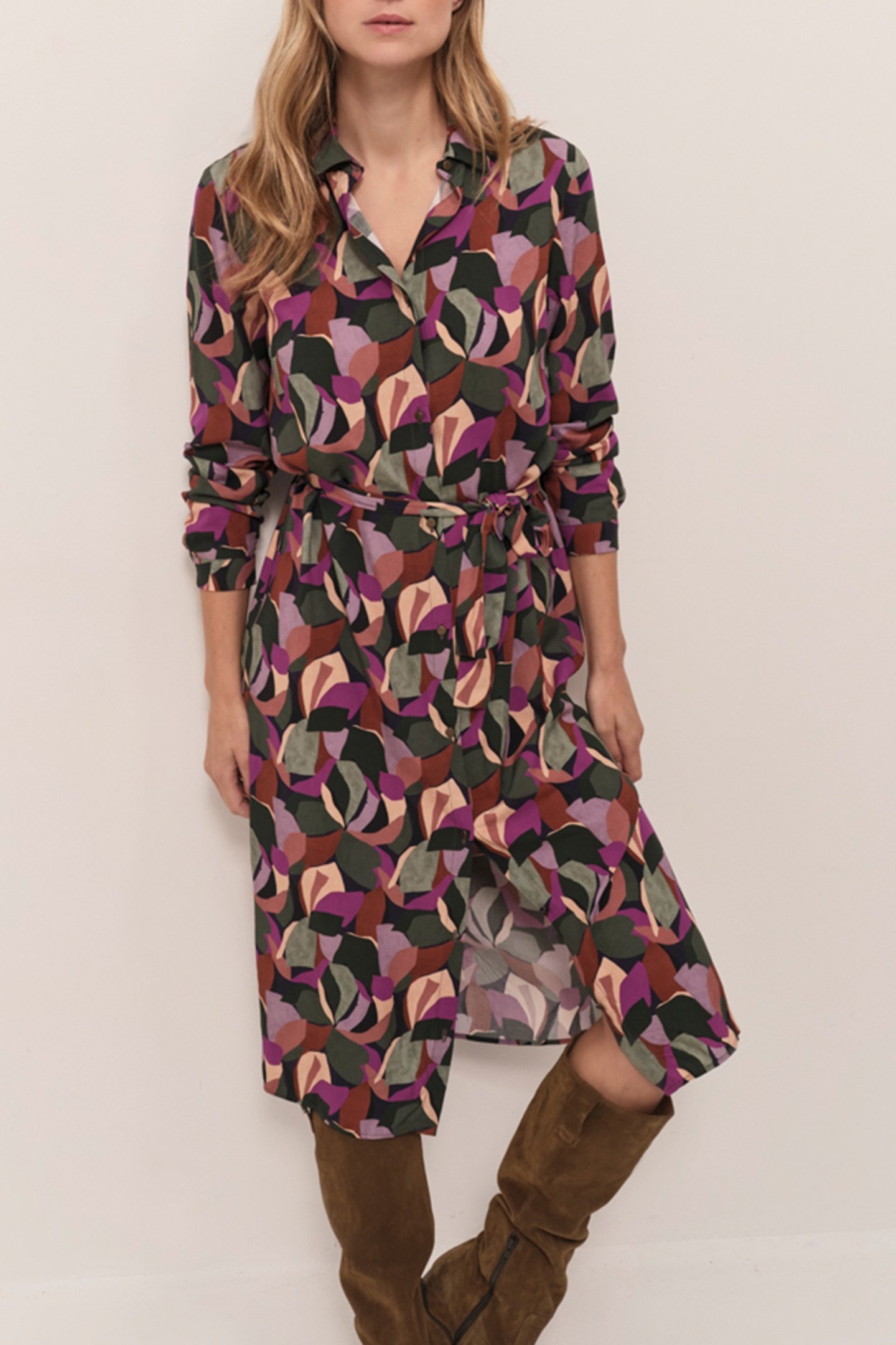 REGINA - SYCAMORE MIDI SHIRT DRESS WITH ARTY PRINT COLOR 1