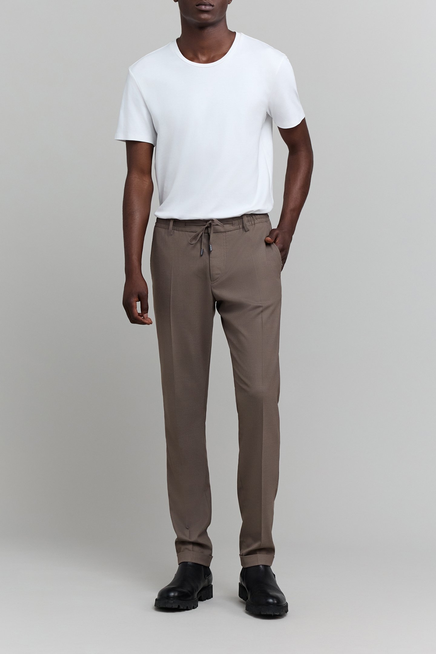 BROWN ELASTIC WAISTBAND JOGPANTS 3