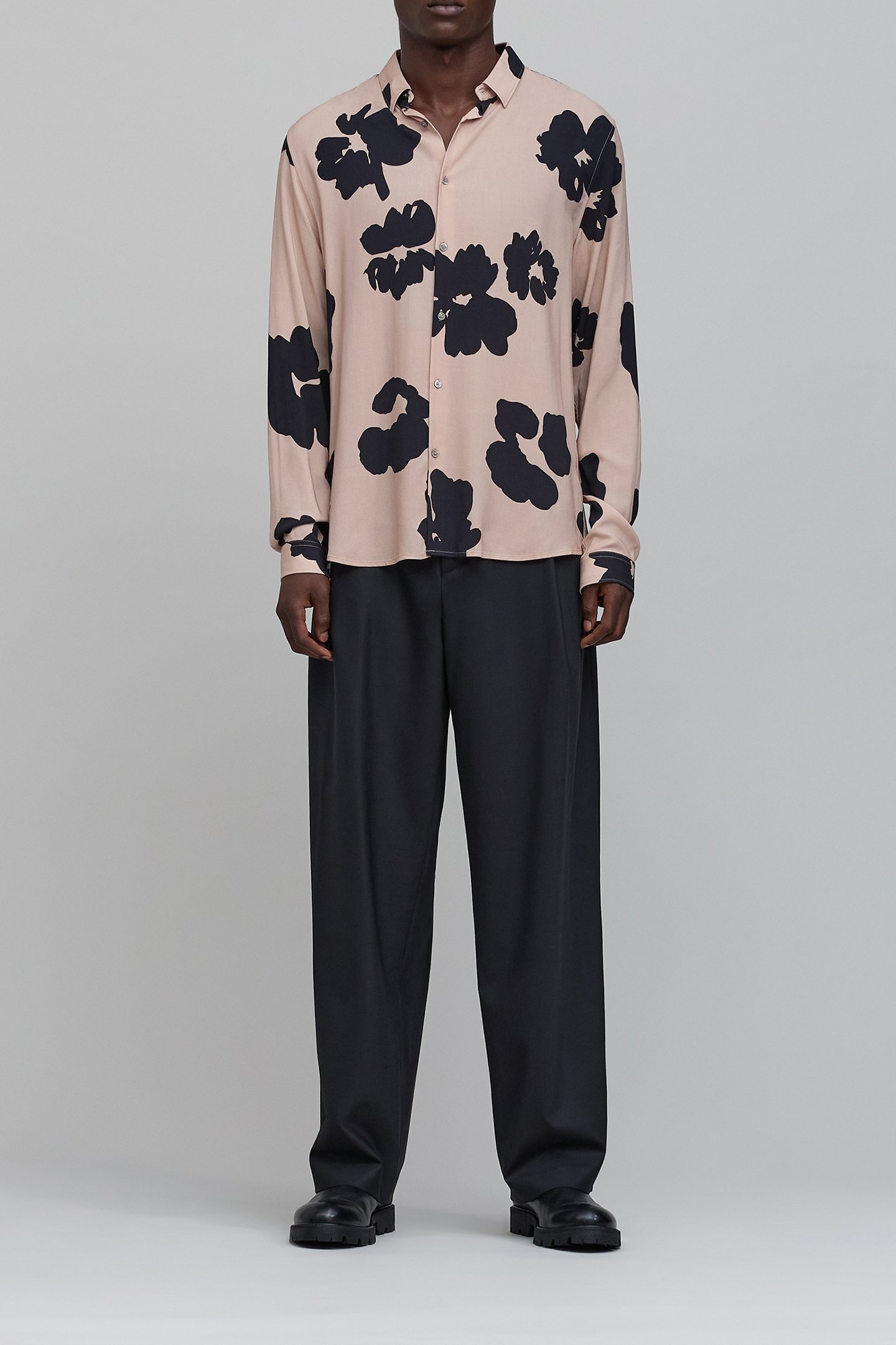 PURE EDITION-MAN'S MAXI FLORAL SLIM ROSEWOOD SHIRT 3