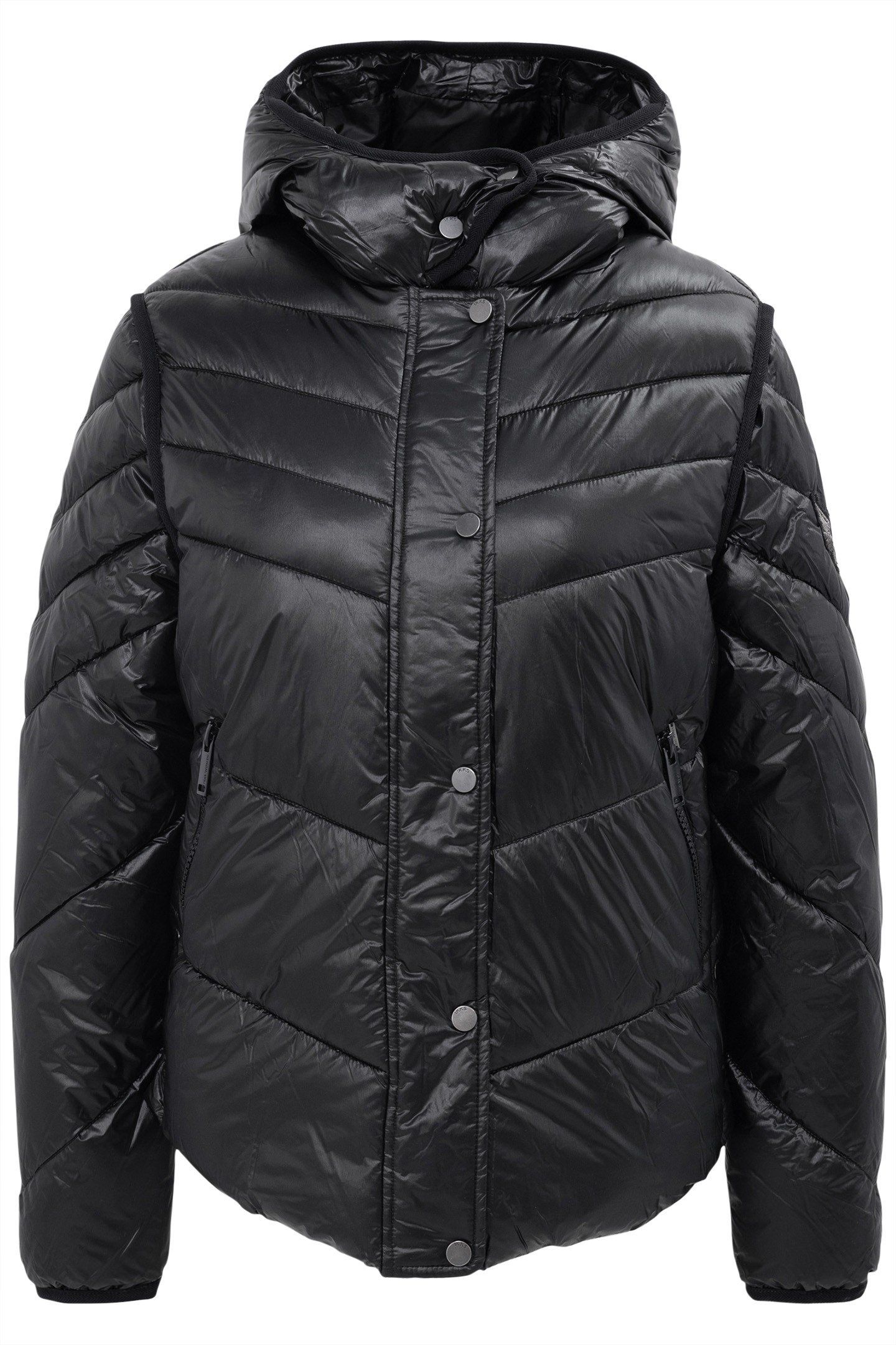 BLACK SHORT PADDED JACKET WITH METALLIC LINING 3