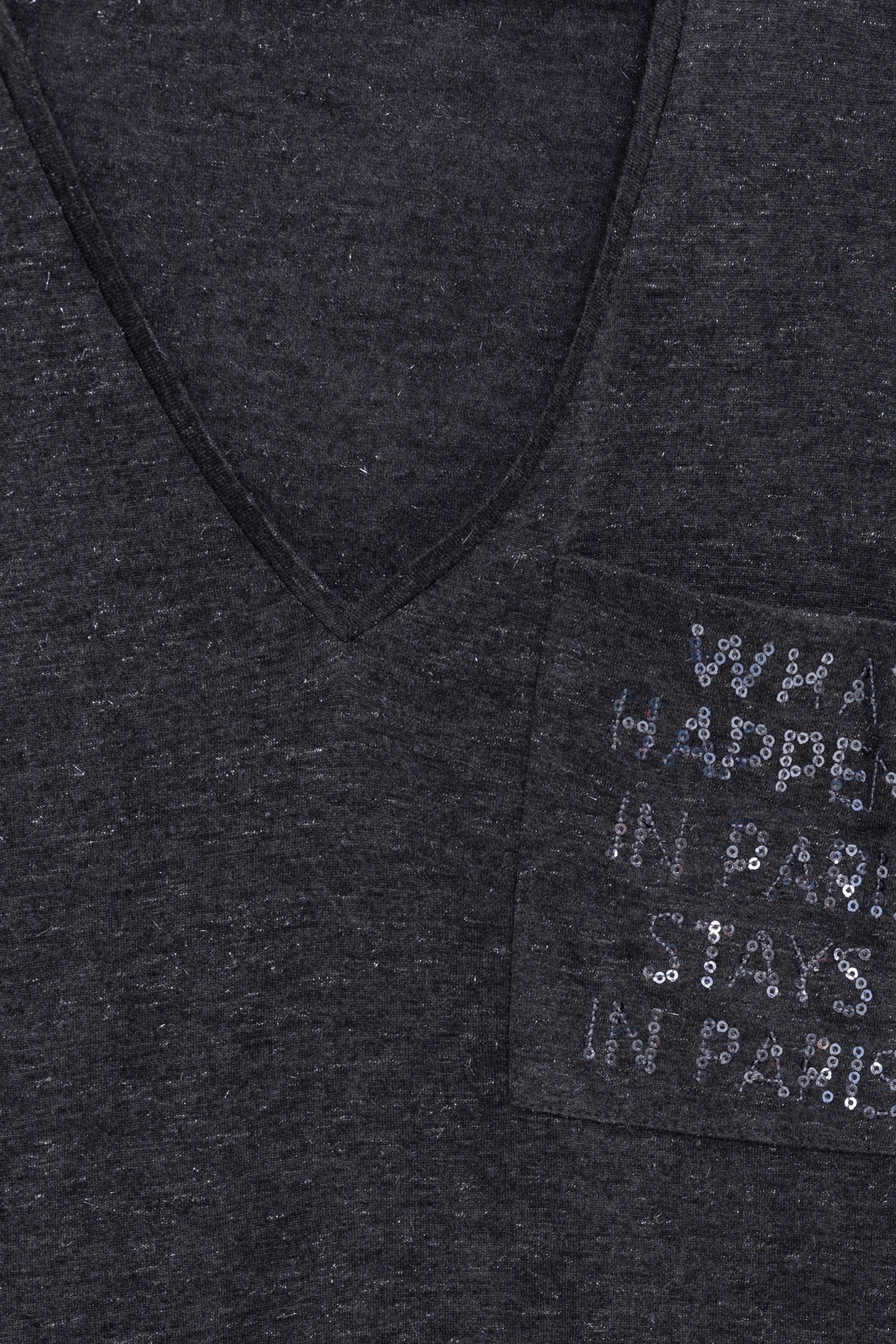 GRAY LUREX POCKET TEE WITH SEQUINS MESSAGE 4