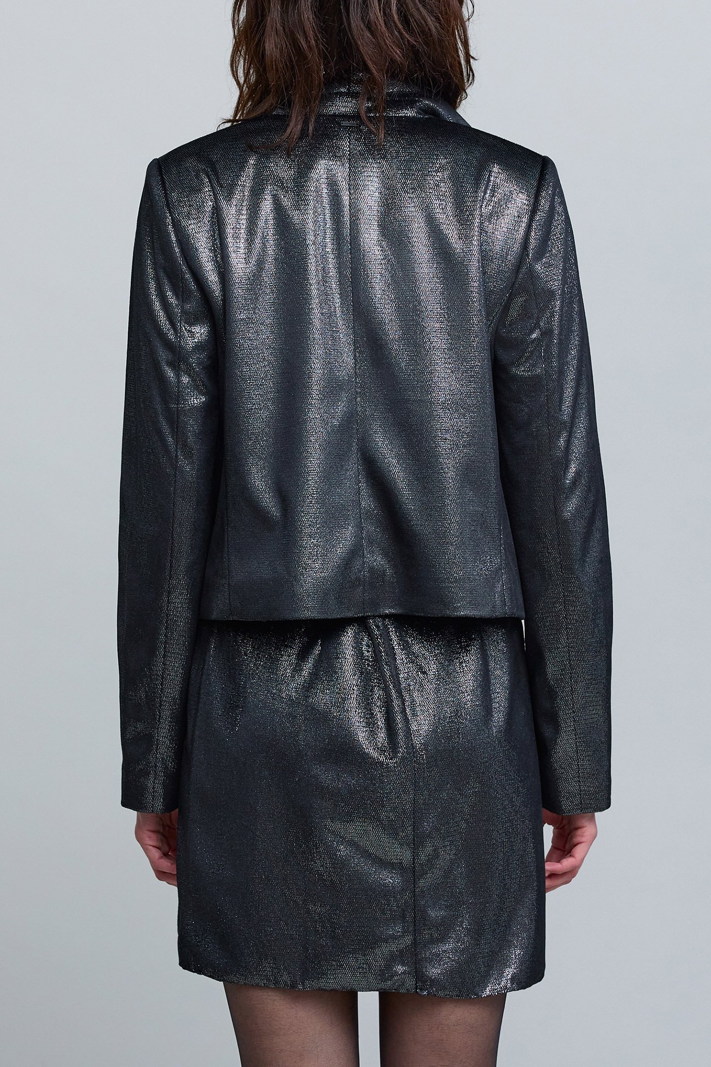 SILVER VELVET METALLIC SHORT JACKET 2