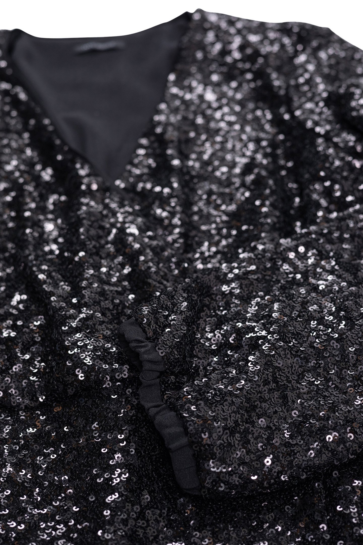 BLACK SEQUIN-EMBROIDERED WRAP DRESS 6