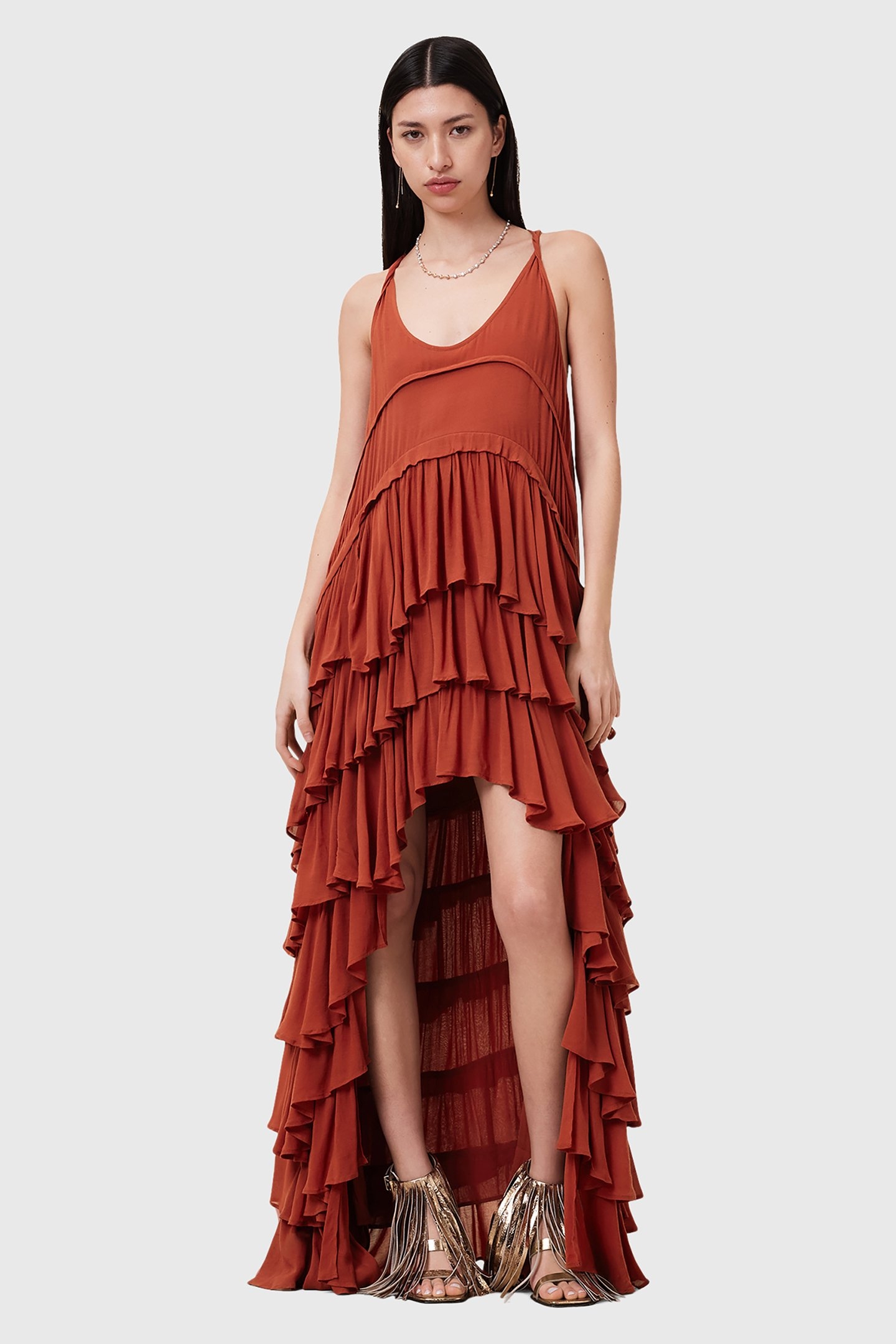 CAVARLY DRESS BURNT BRICK RED 1