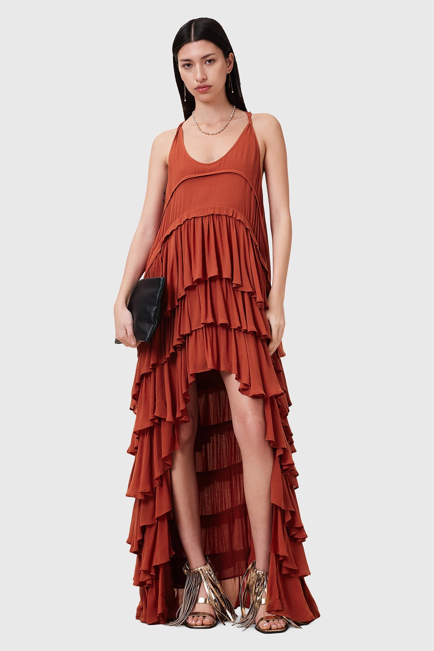 CAVARLY DRESS BURNT BRICK RED 5