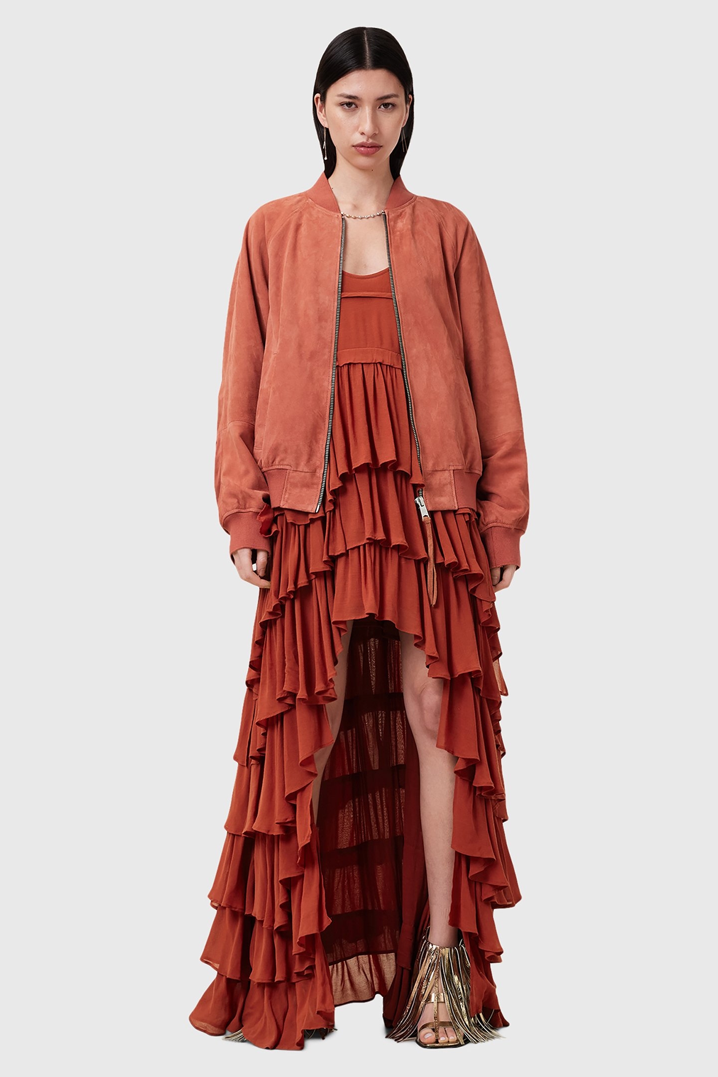 CAVARLY DRESS BURNT BRICK RED 6