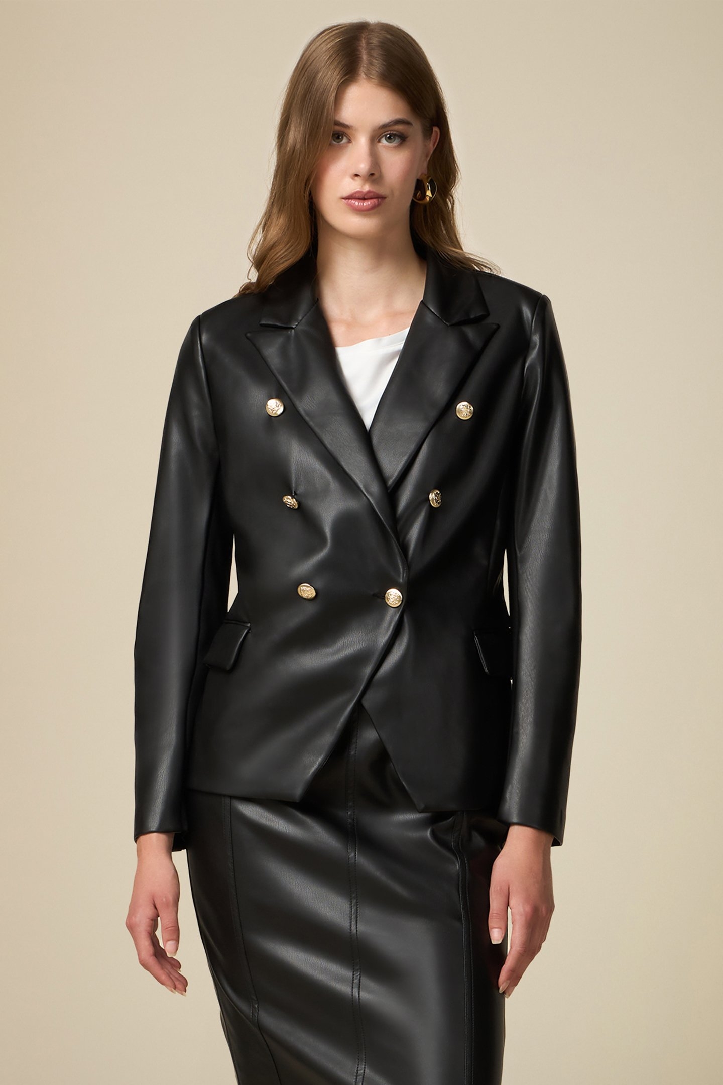 DUAL FABRIC BLAZER JACKET BLACK 1