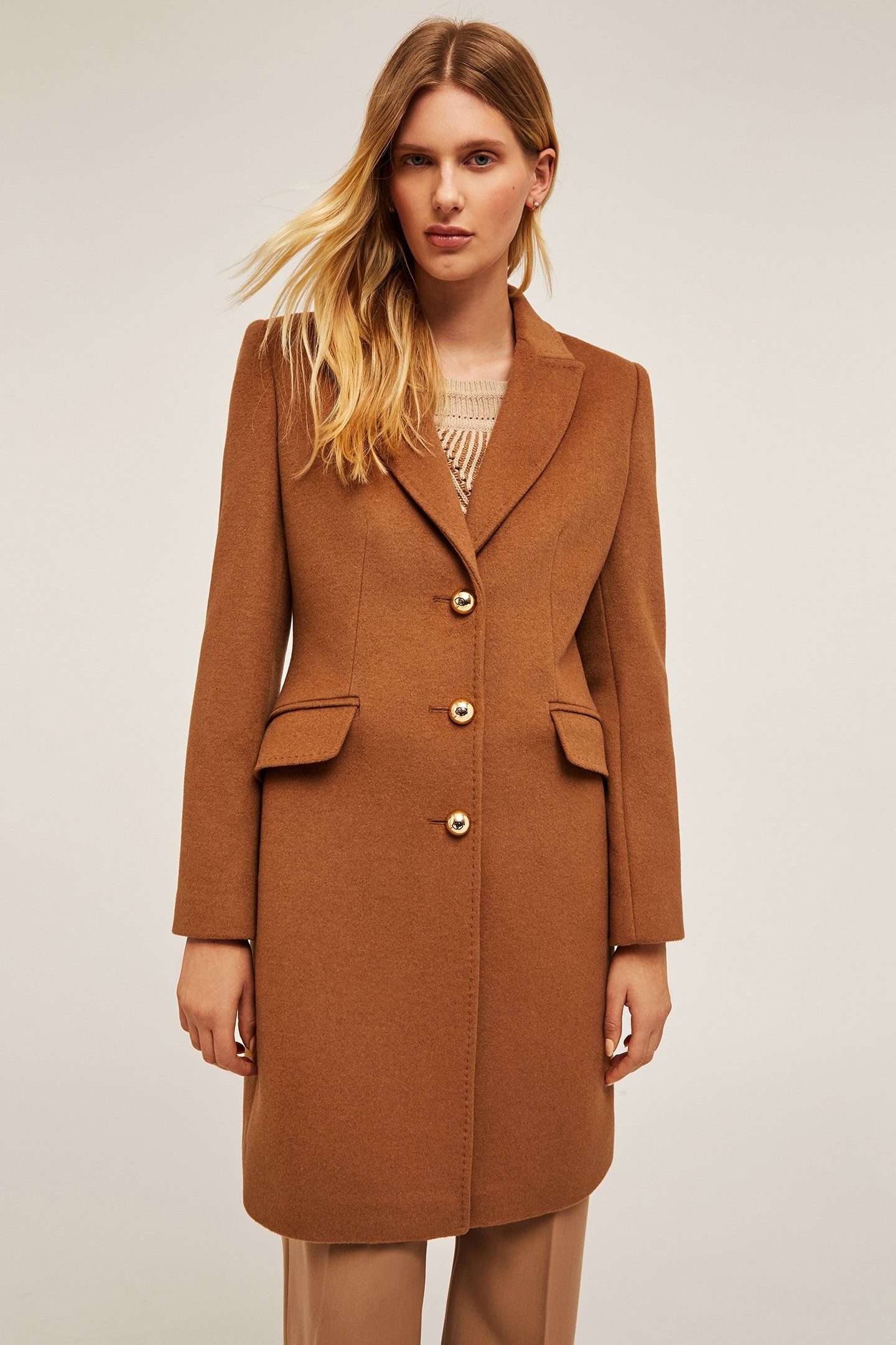 SINGLE-BREASTED SLIM FIT COAT BEIGE 1