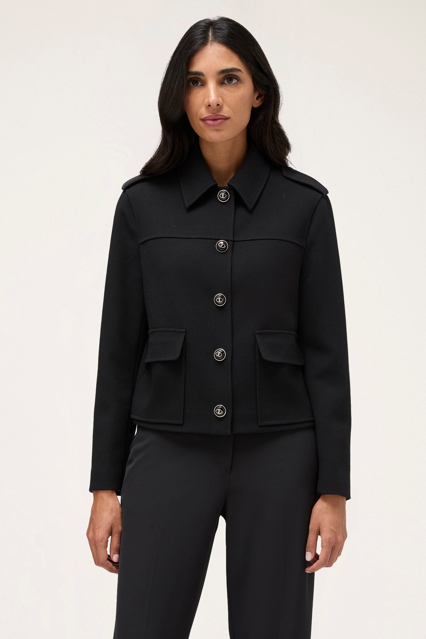 SINGLE-BREASTED JACKET WITH EPAULETTES BLACK 1