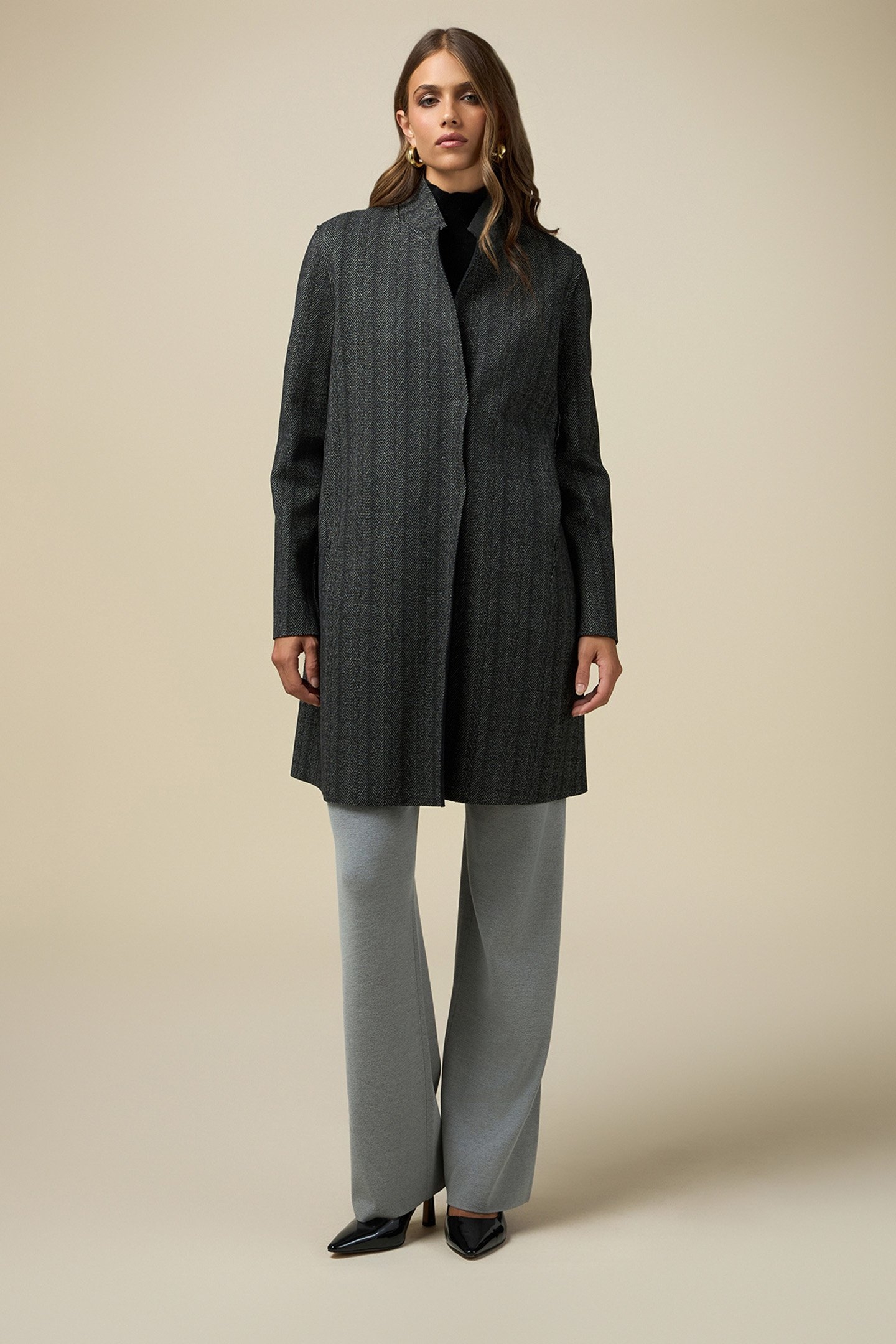 DOUBLE FABRIC MID-LENGTH COAT GREY 1