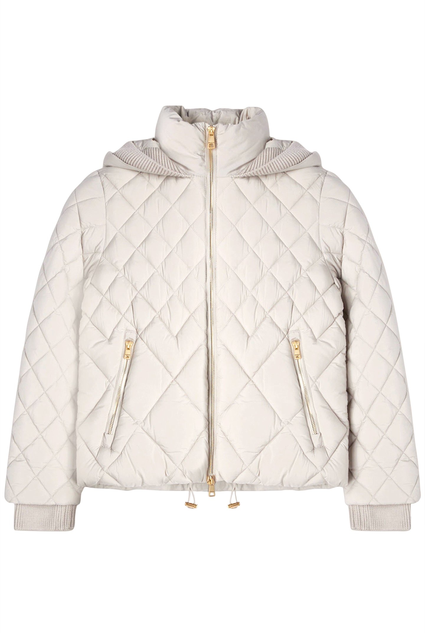 PADDED JACKET WITH HOOD AND KNIT BORDERS GREY 4