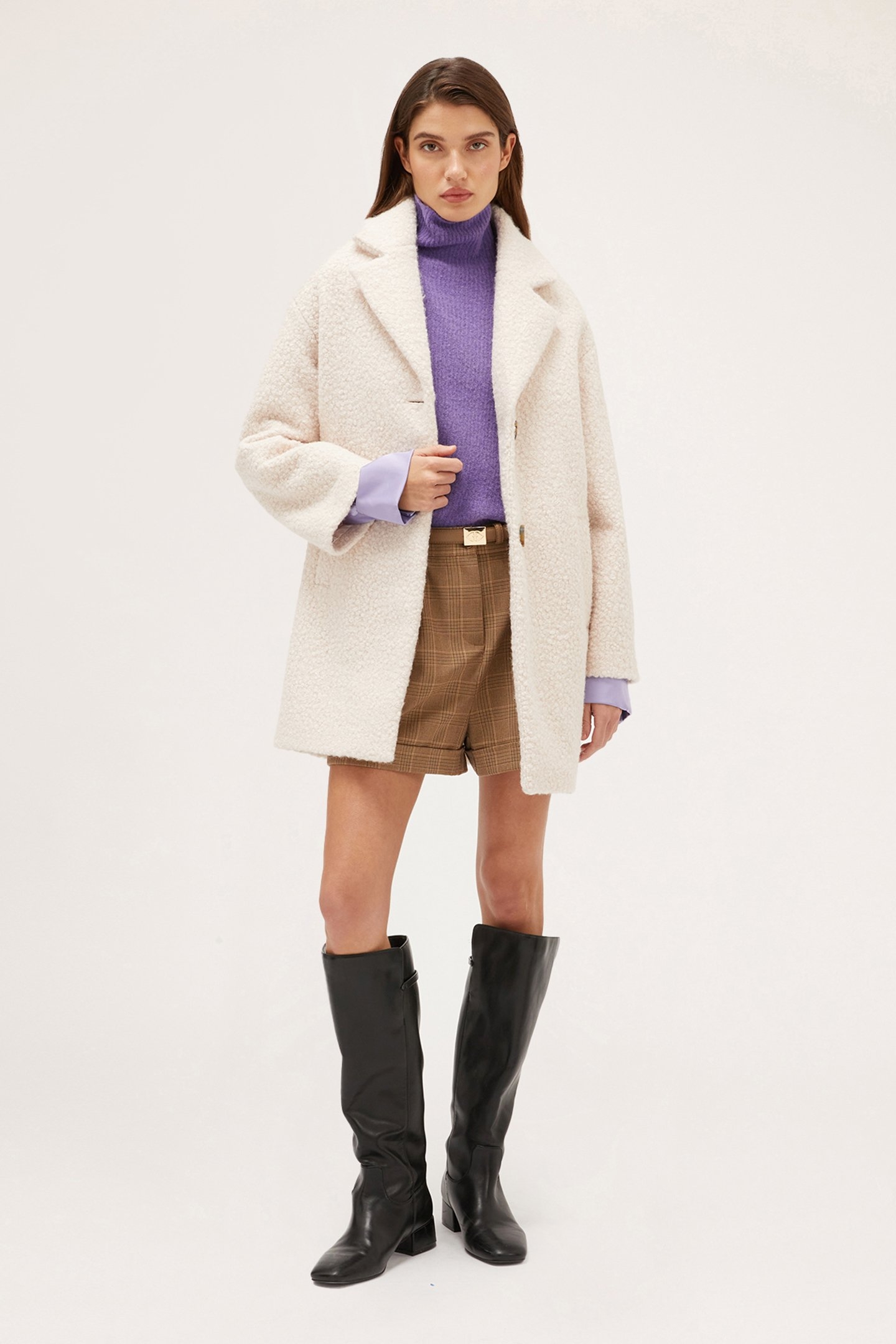 SINGLE-BREASTED BOUCLÉ CLOTH COAT WHITE 3