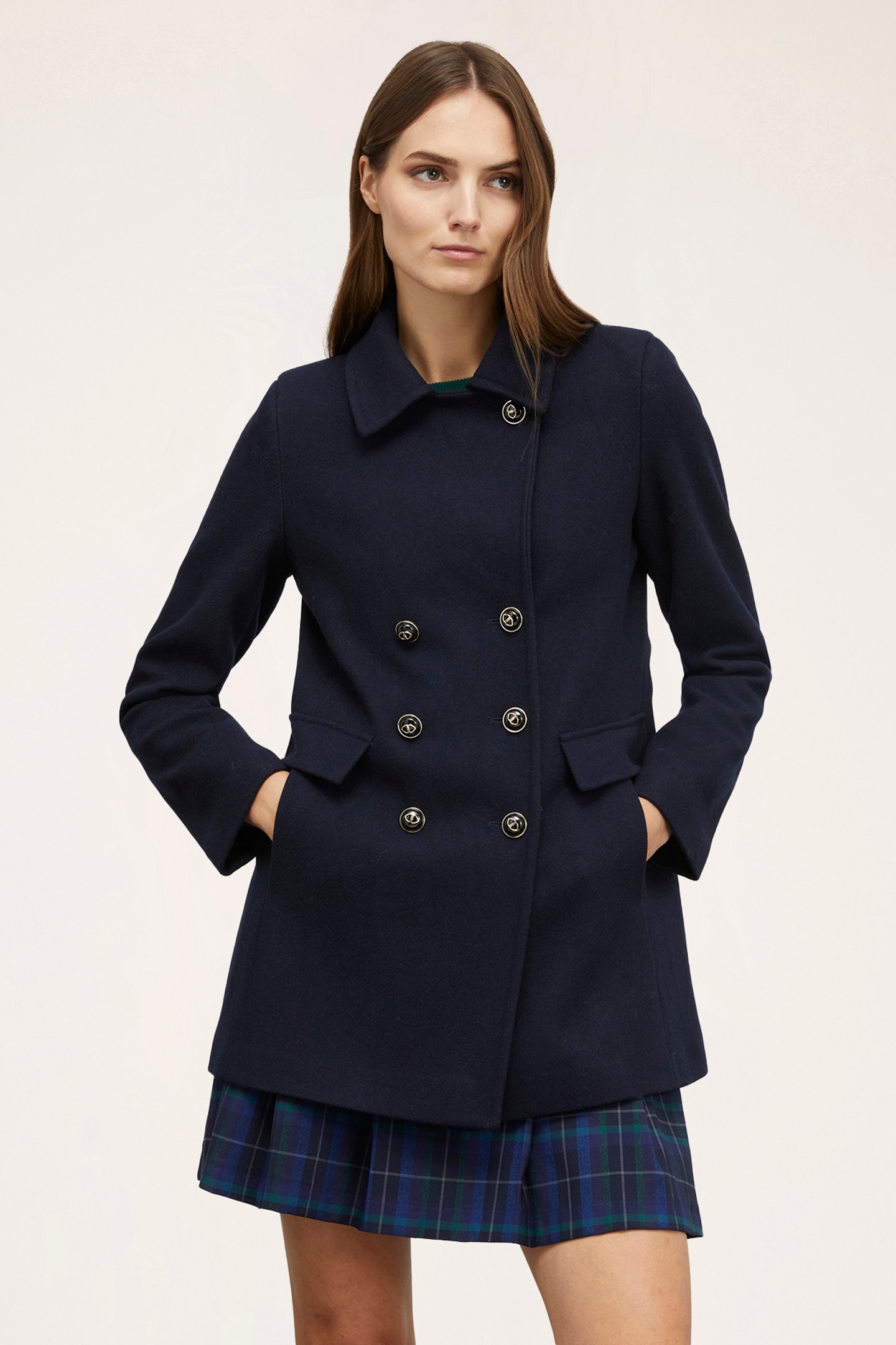 WOOL BLEND DOUBLE-BREASTED COAT BLUE 1
