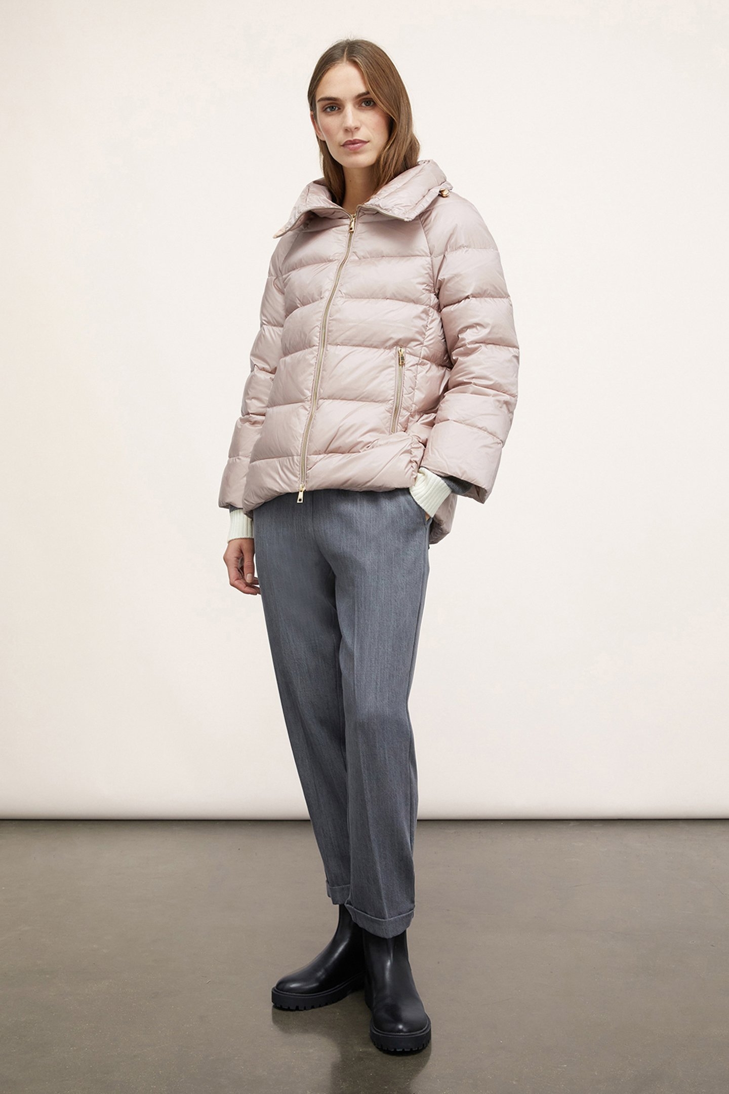 GENUINE DOWN JACKET WITH HIGH COLLAR PINK 3