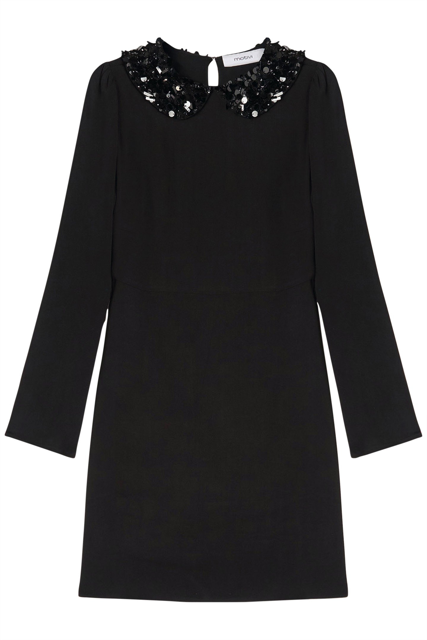 SHORT DRESS WITH EMBROIDERED COLLAR BLACK 4
