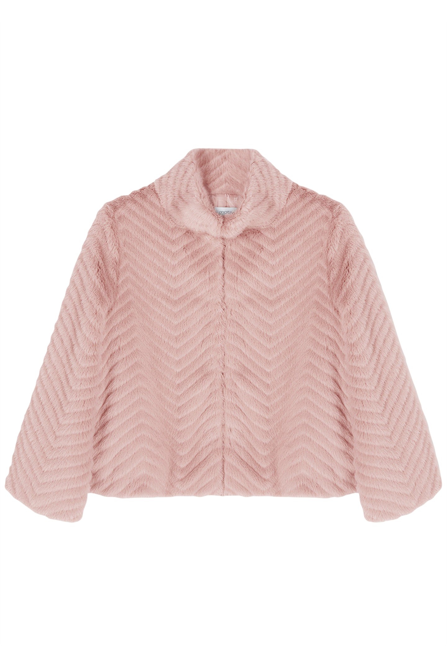 SHORT CHEVRON CUT PLUSH CAPE PINK 4
