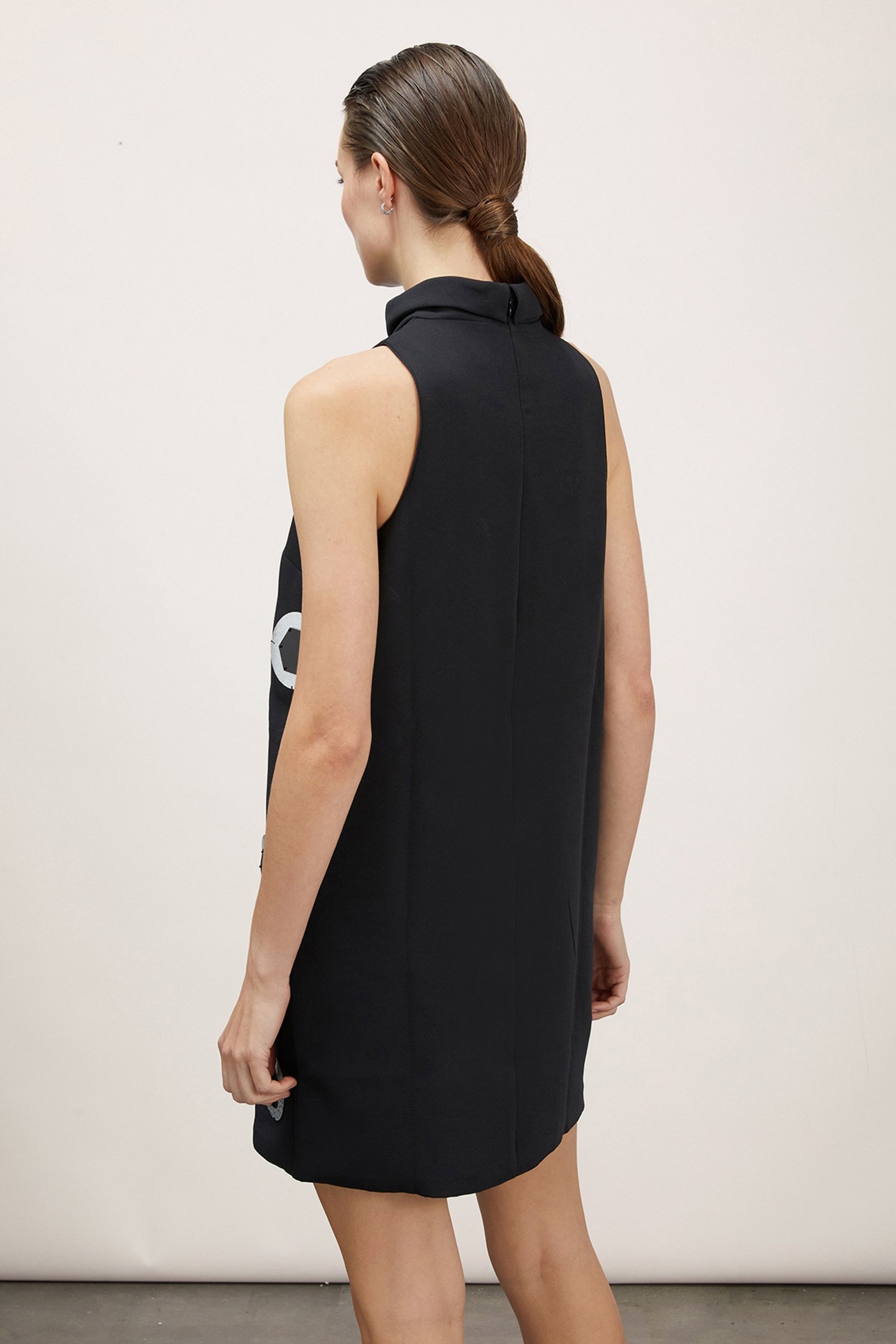 FLARED DRESS WITH EMBROIDERED DETAILS BLACK 2