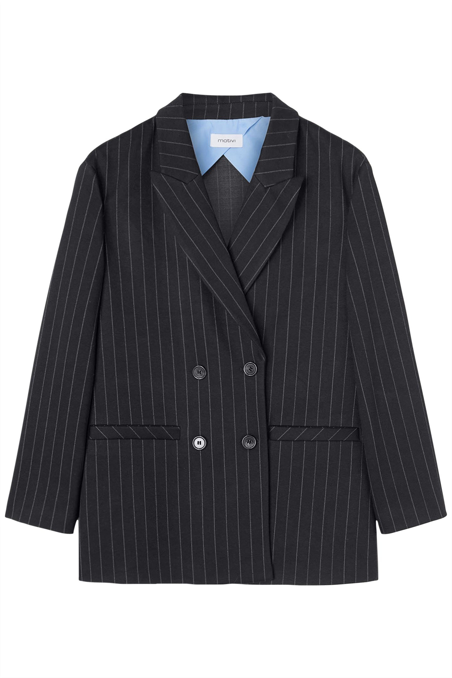 PINSTRIPED DOUBLE-BREASTED JACKET BLACK 3