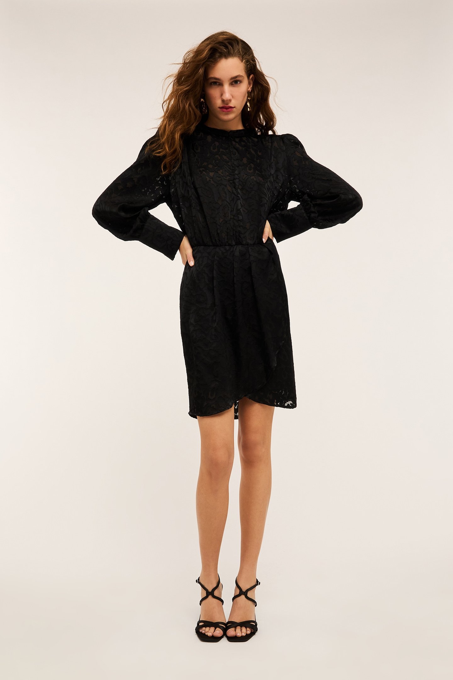 DEVORÉ SATIN WRAPAROUND MINI DRESS BLACK 1