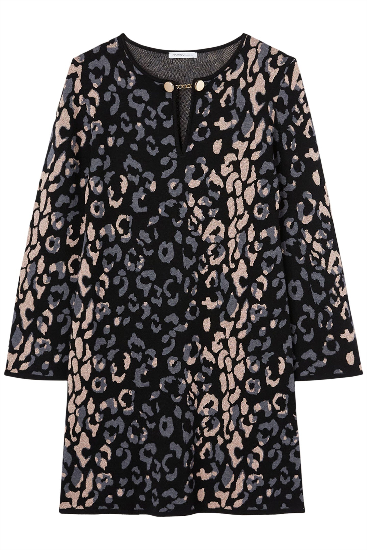 FLARED LUREX JACQUARD KNIT DRESS BLACK 3